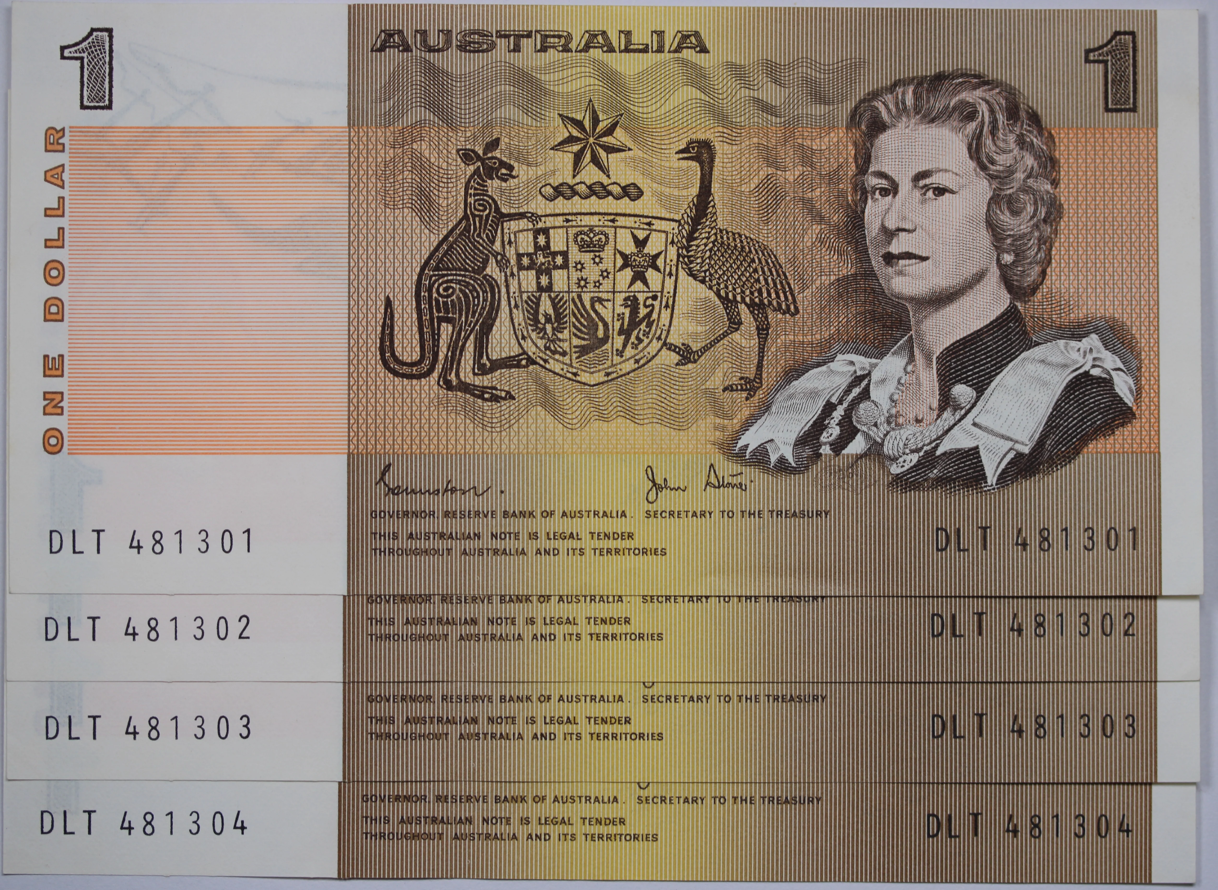 $1 1982 Johnston/Stone Consecutive Run of 4 UNC
