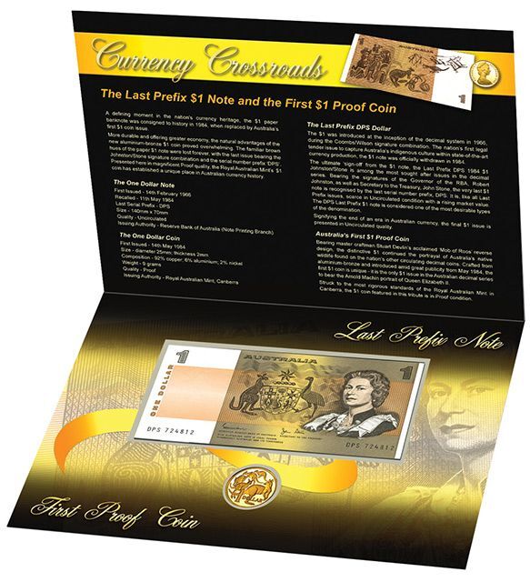 $1 Last Prefix Note First Proof Coin Premium Changeover Pack