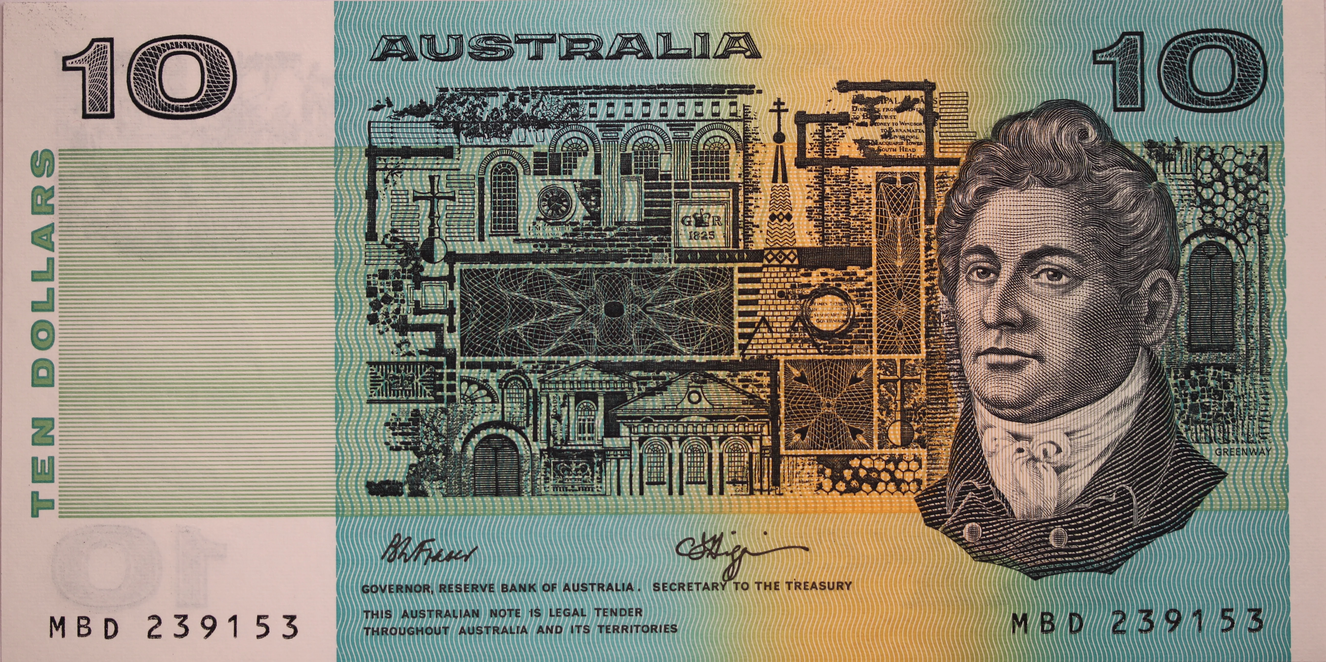 $10 1989 Fraser/Higgins Banknote UNC