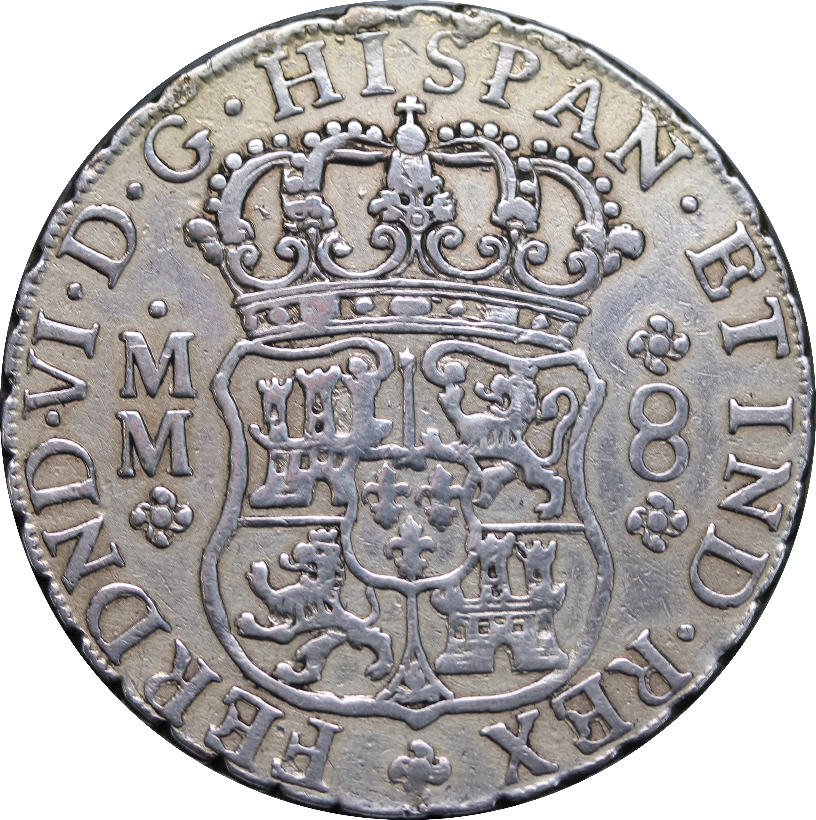 1759 Mexico 8 Reales Pillar Dollar Ferdinando VI VF - Image 2