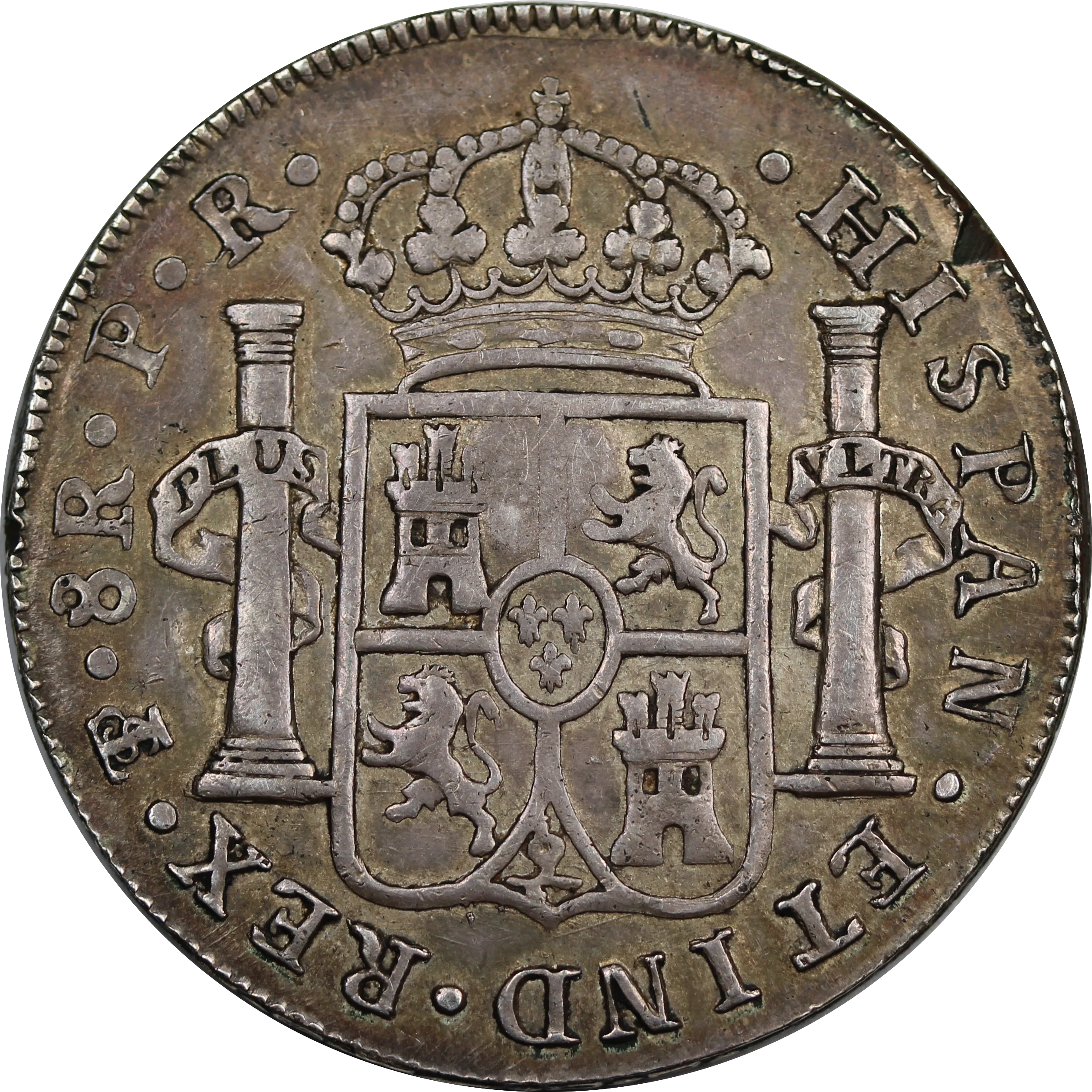 1795 Charles IV 8 Reales George III Oval Counterstamped EF - Image 2