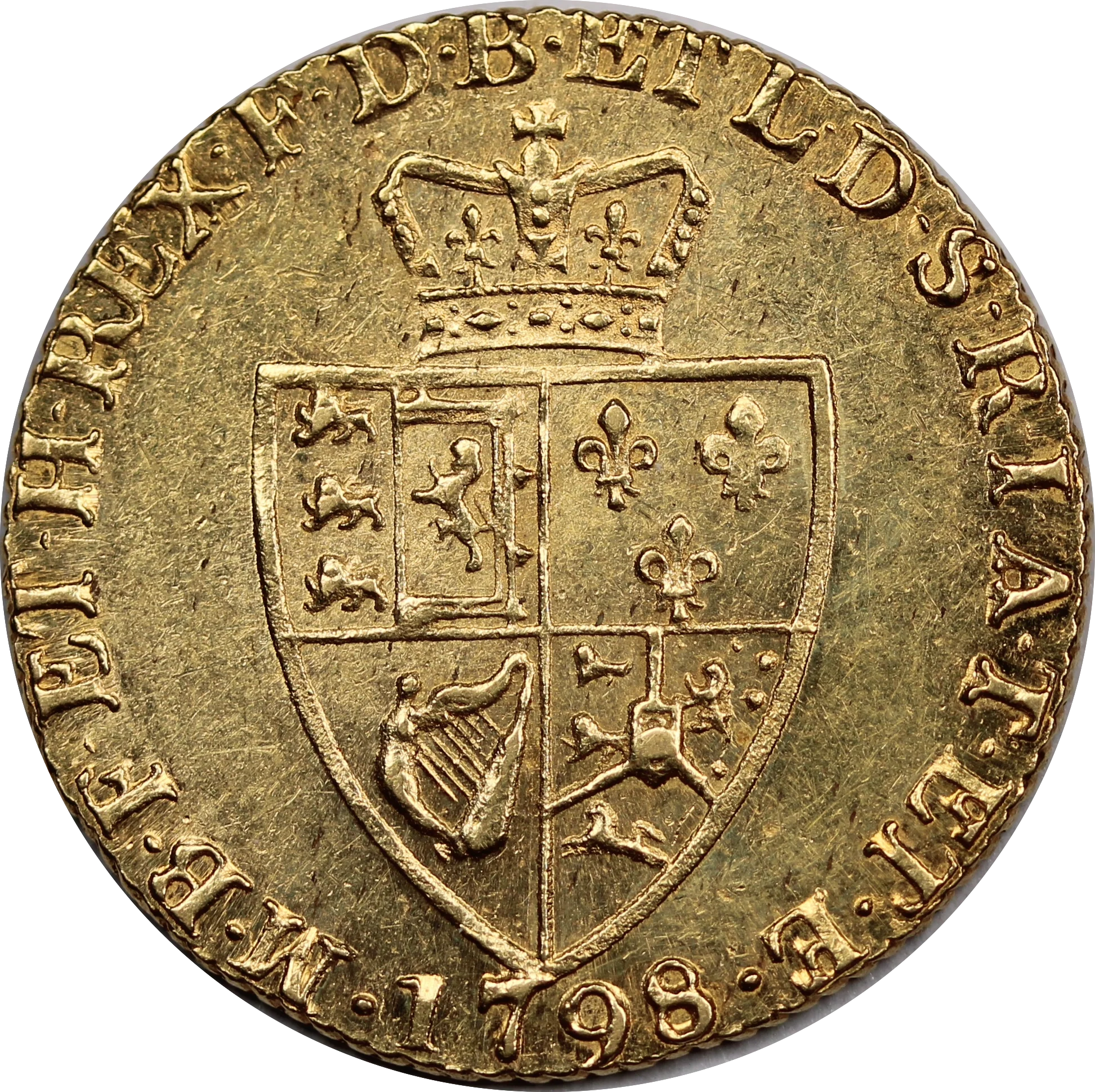 1798 GB Spade Guinea Gold Coin EF