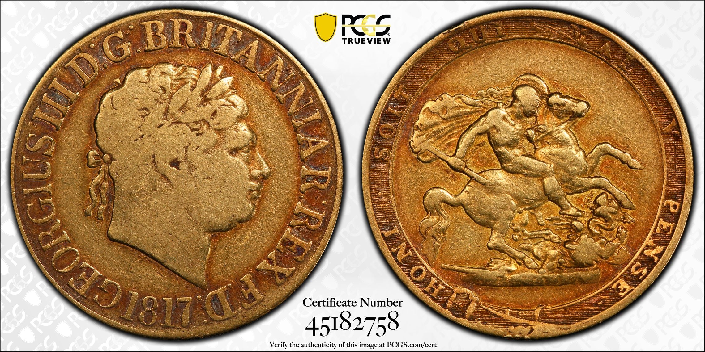 1817 GB Gold Sovereign PCGS VF20 - Image 7
