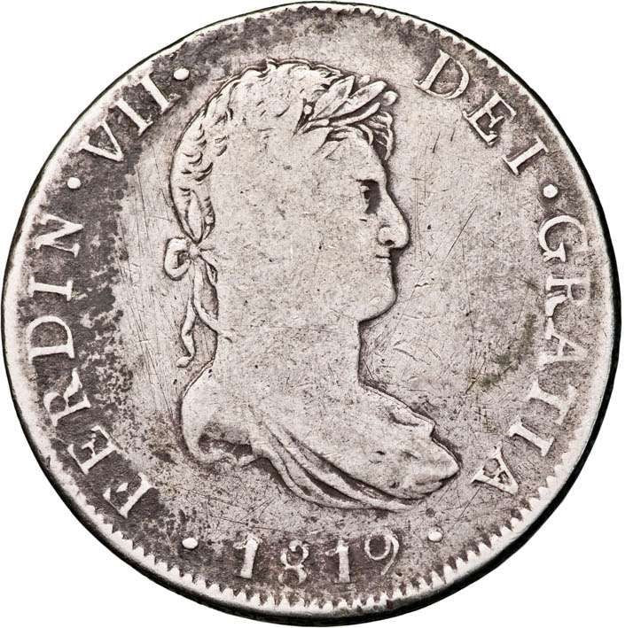 1819 Mexico Ferdinand VI 8 Reales Pillar Dollar Fine