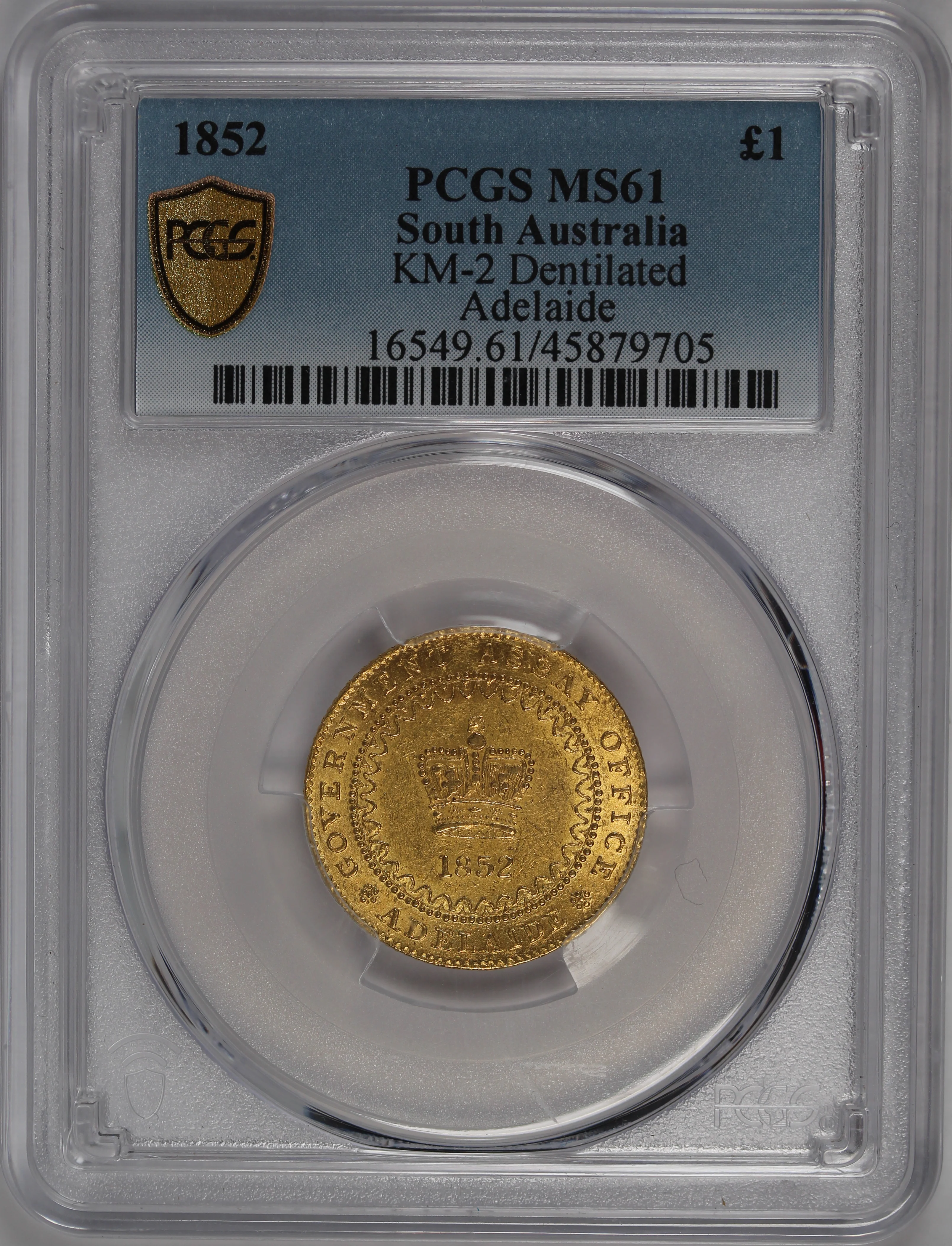 1852 Adelaide Pound Type II MS61 - Image 3
