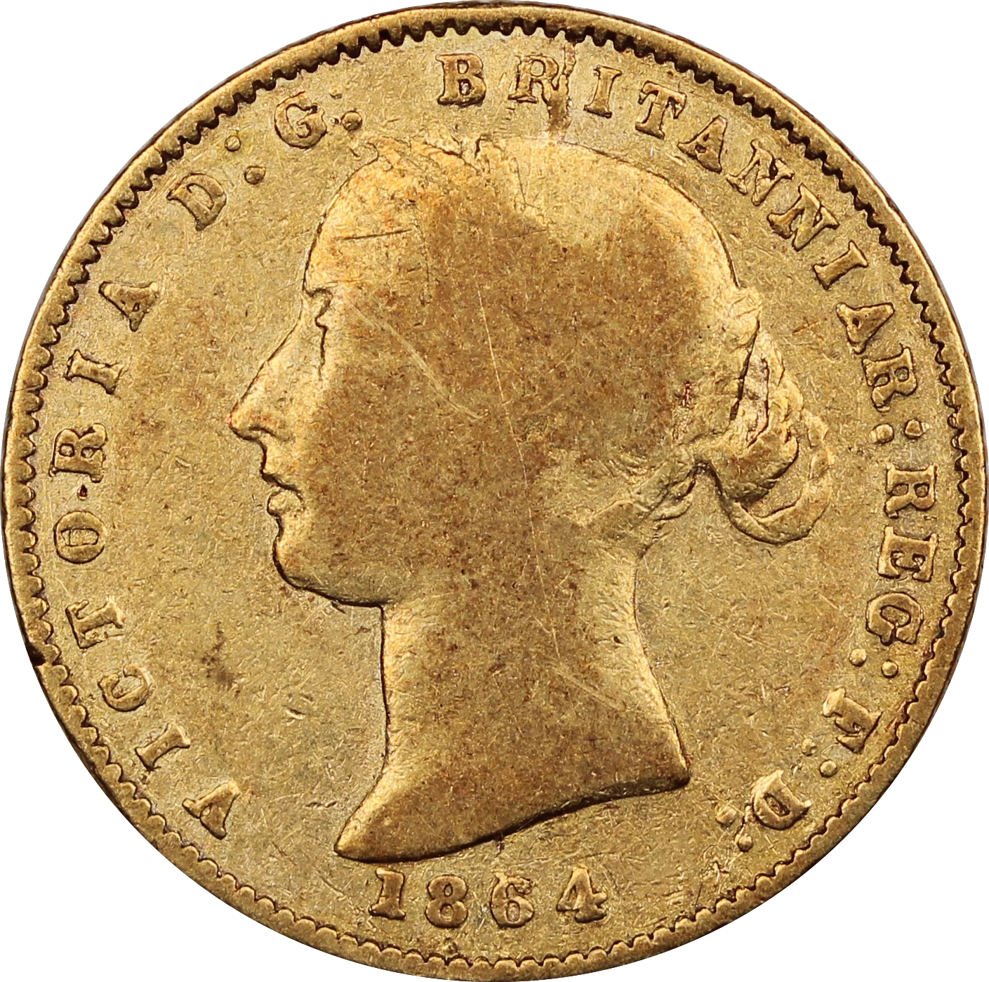 1864 Sydney Mint Half Sovereign aFine - Image 2
