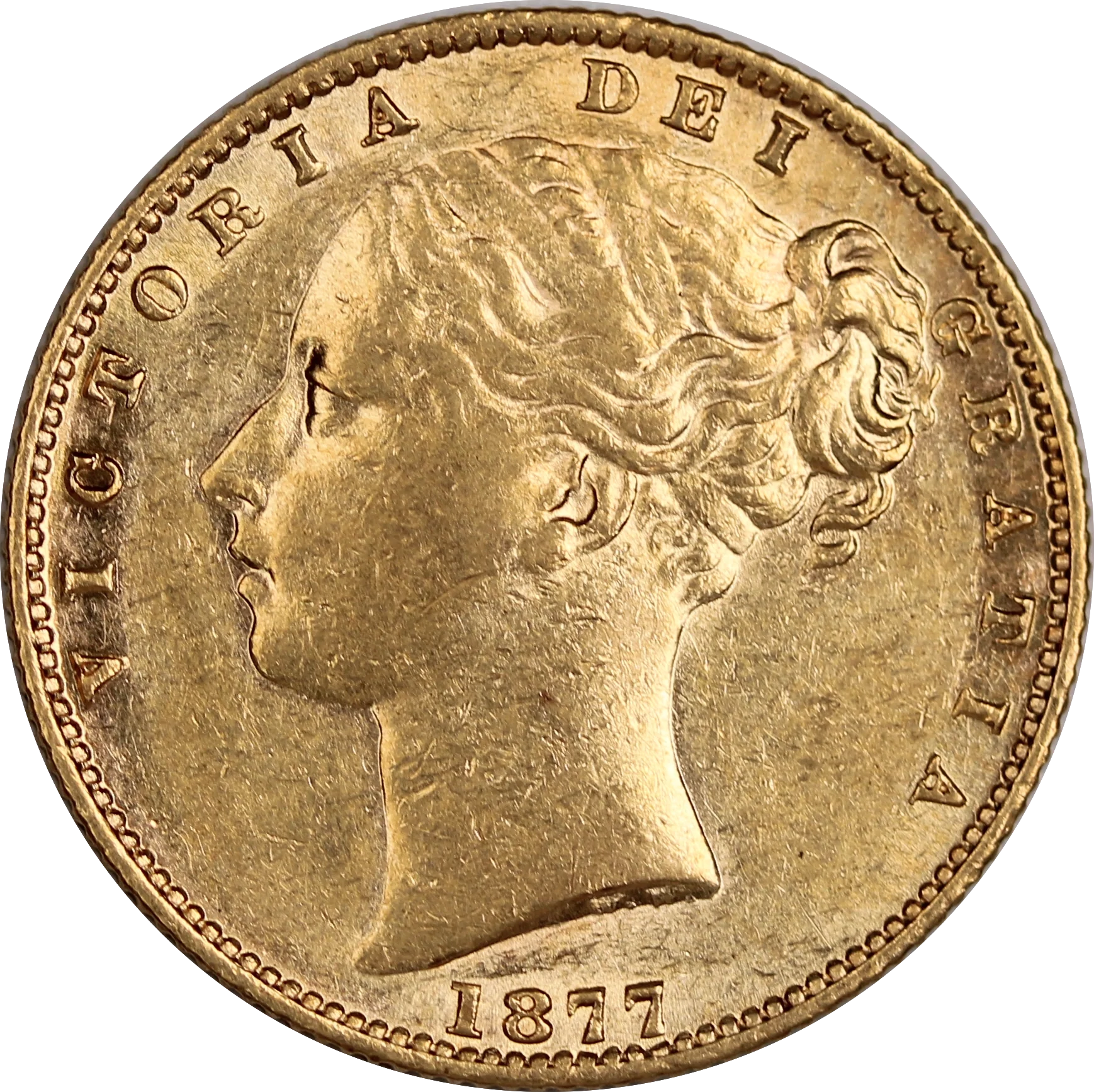 1877 Sydney Mint Shield Gold Sovereign aUNC