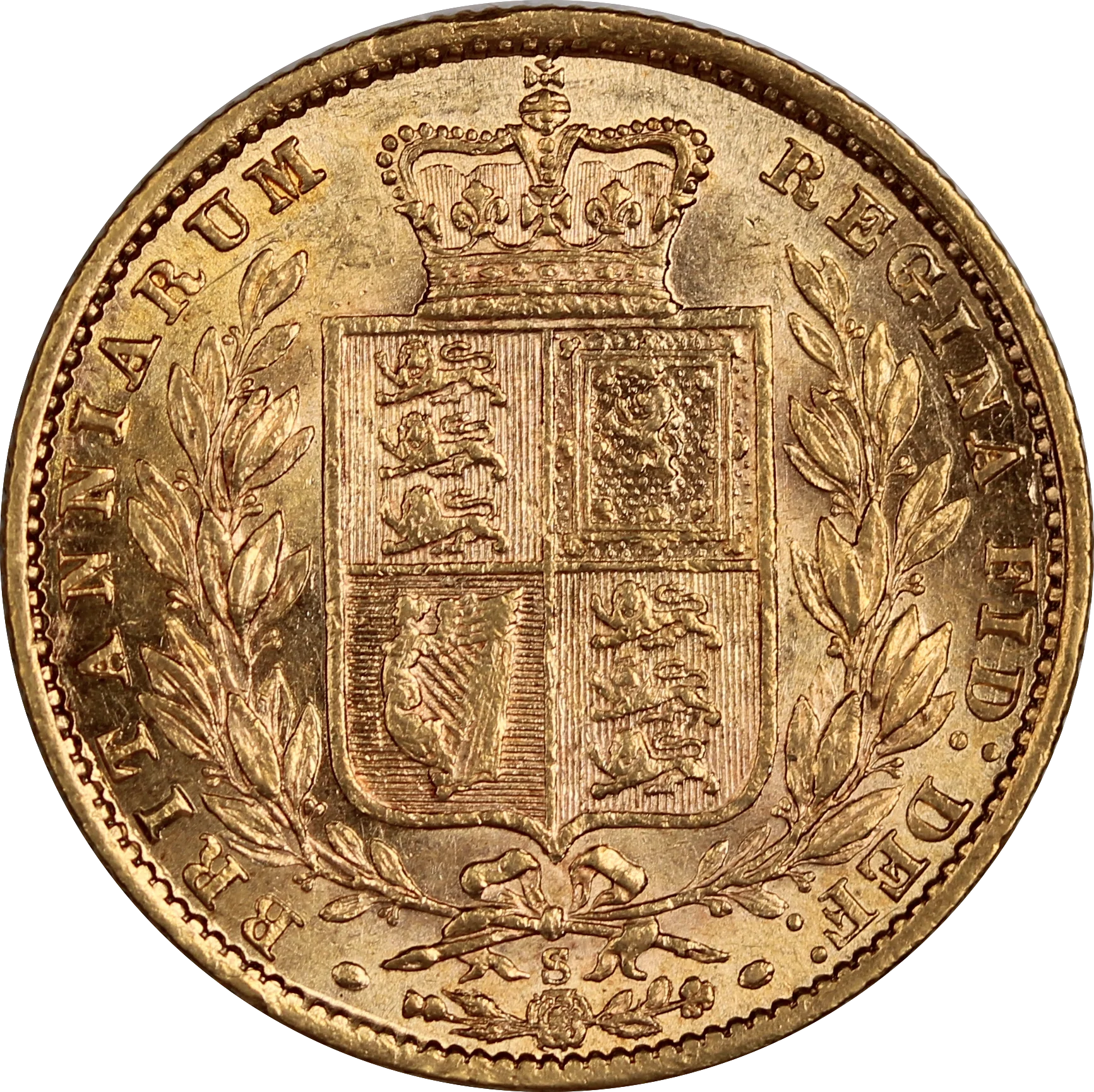 1877 Sydney Mint Shield Gold Sovereign aUNC - Image 2