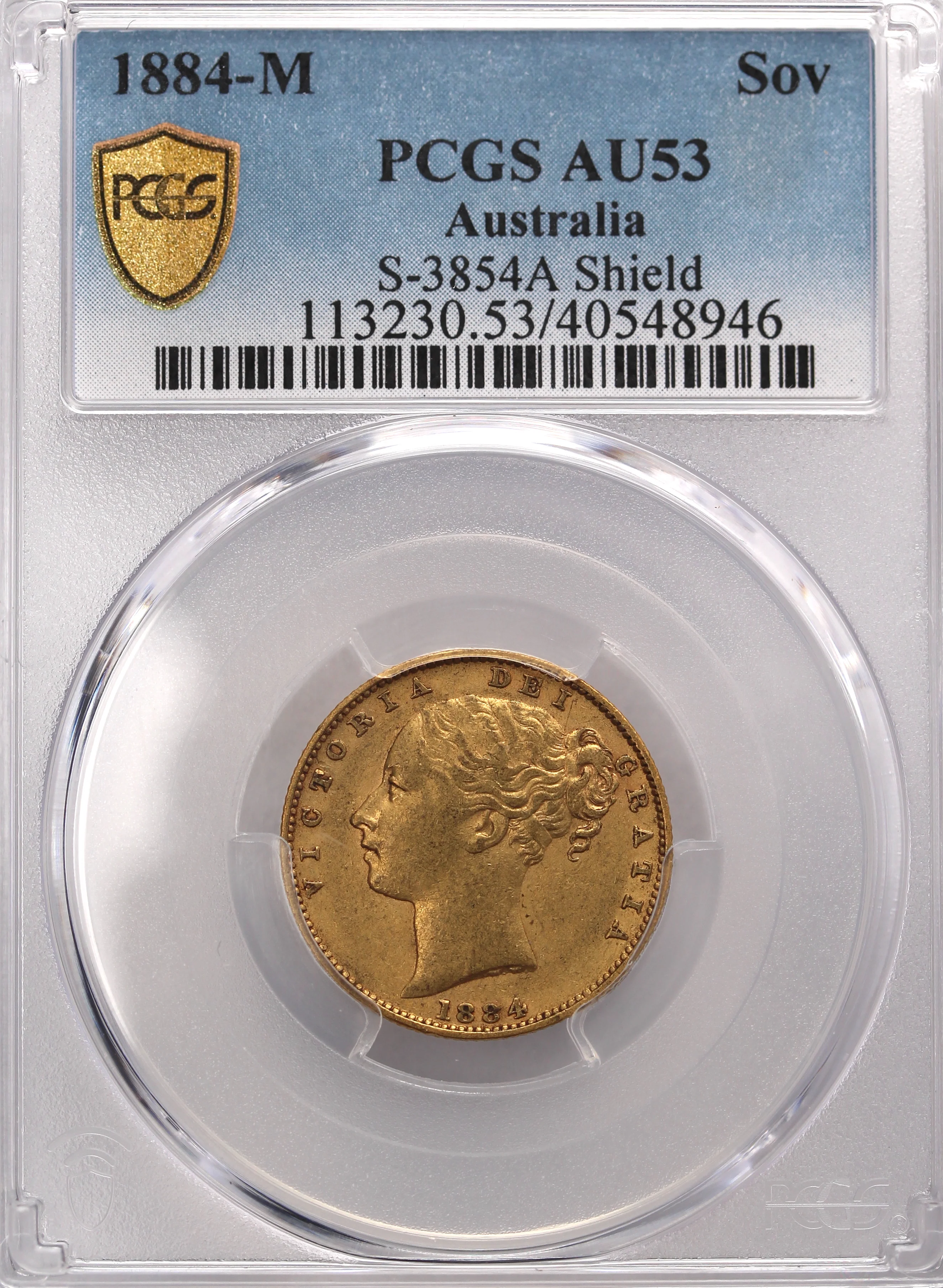 1884 Melbourne Mint Gold Sovereign PCGS AU53 - Image 2