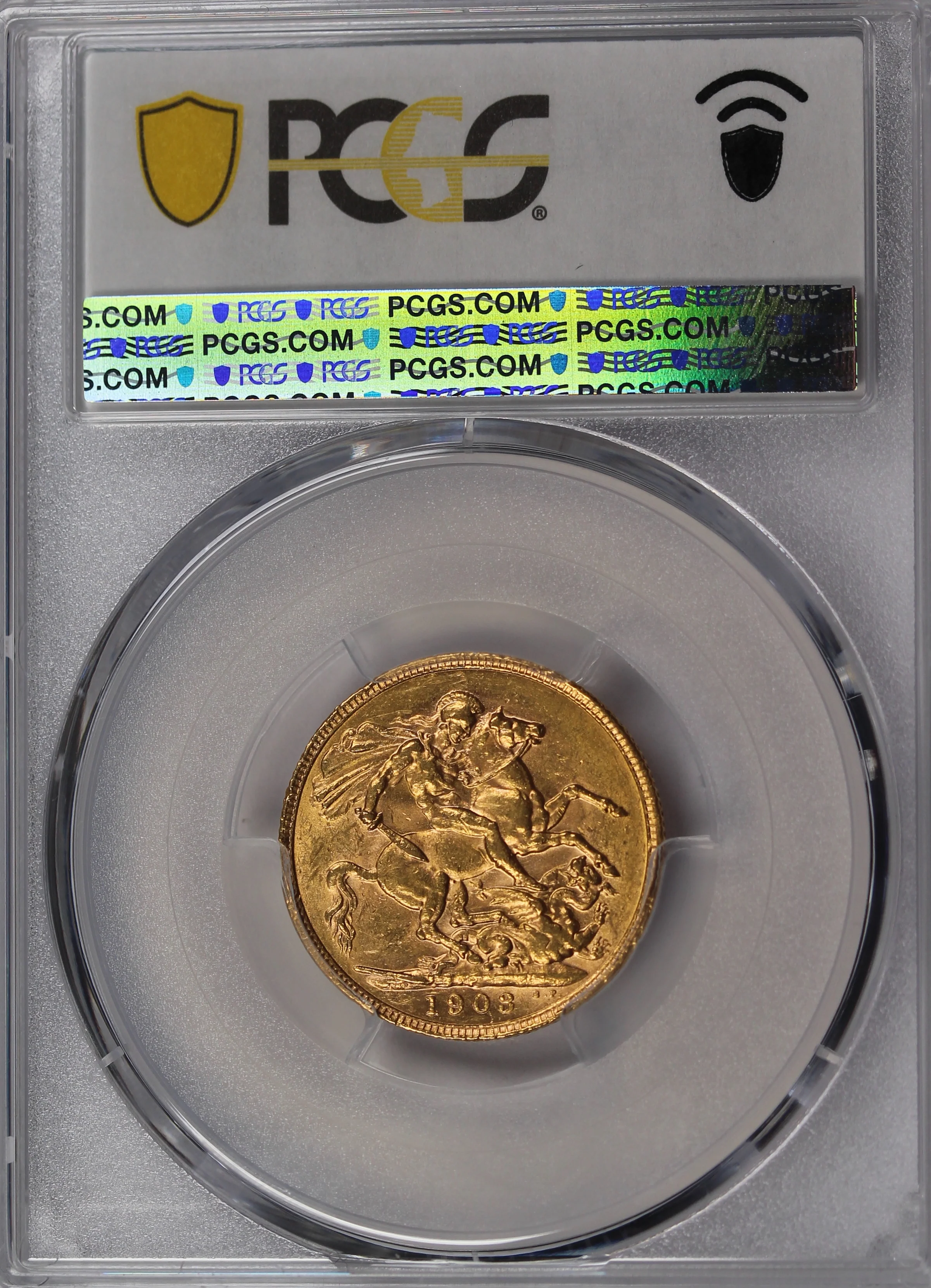 1903 Perth Mint Gold Sovereign AU58 - Image 2
