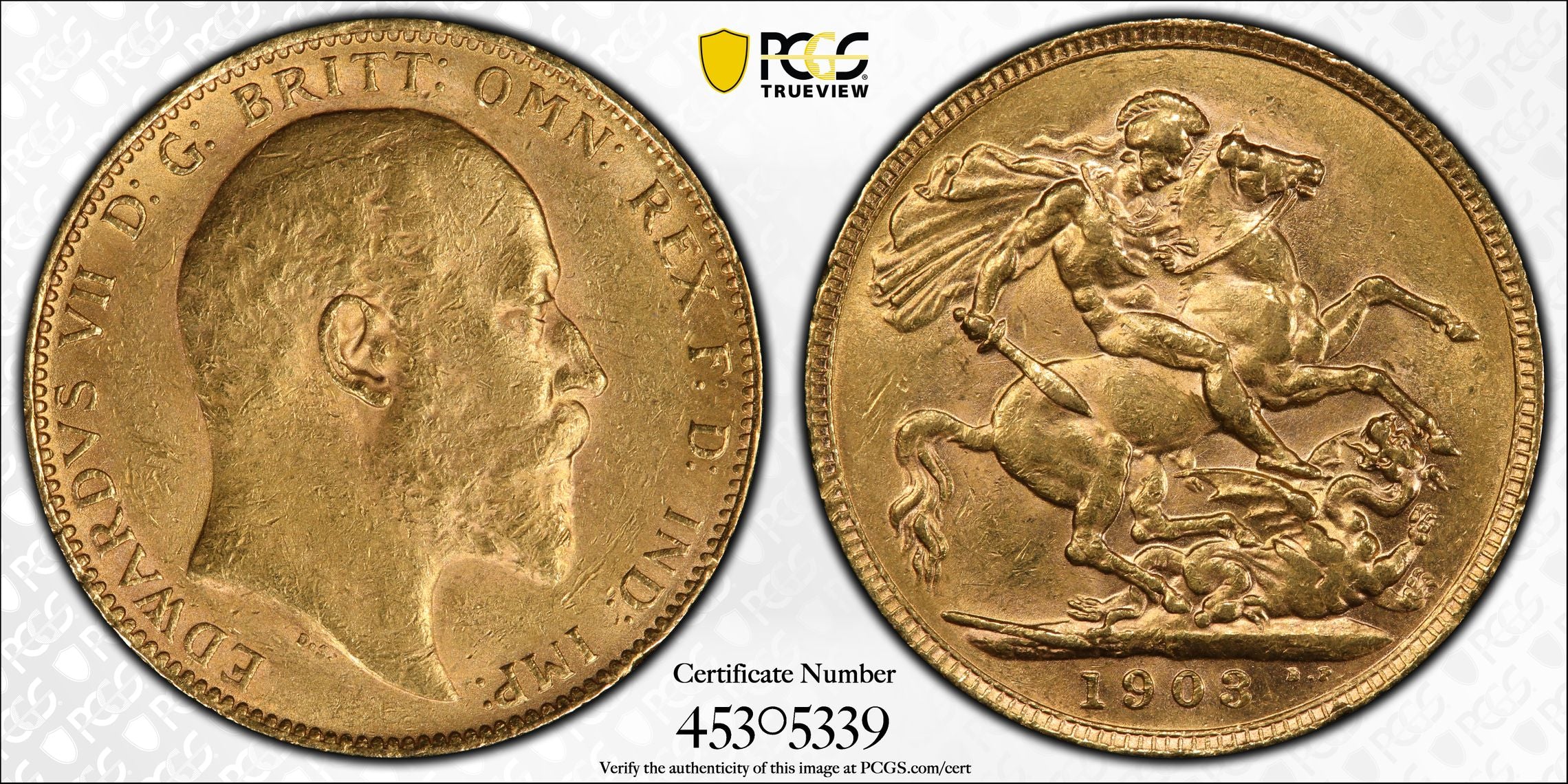 1903 Perth Mint Gold Sovereign AU58 - Image 3