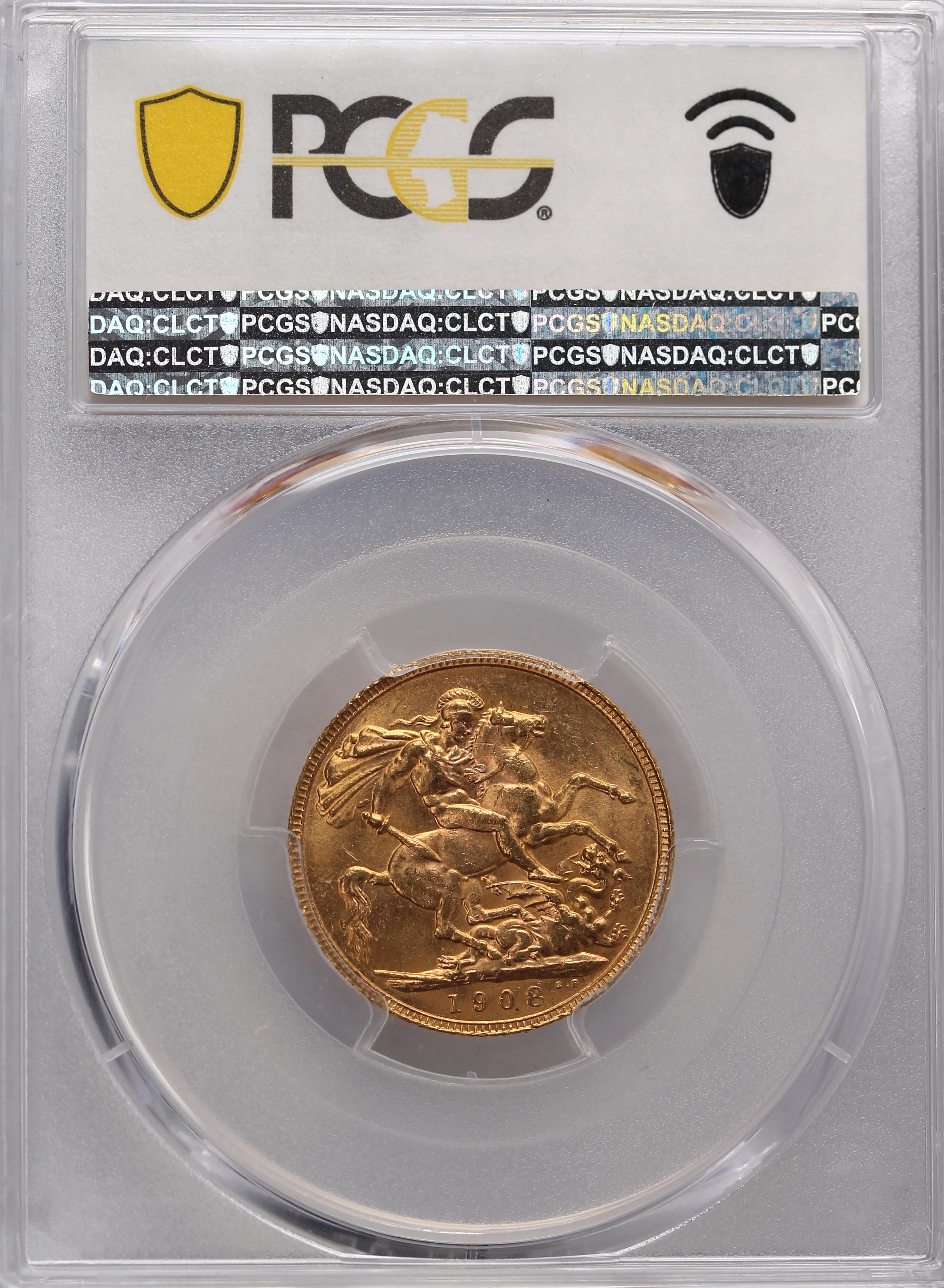 1908 GB Gold Sovereign PCGS MS62 - Image 2