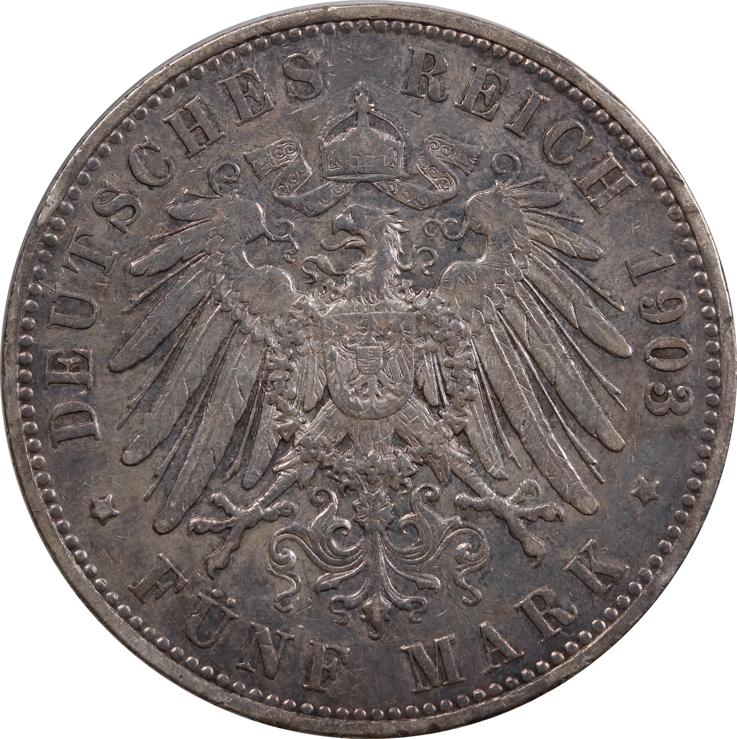 1913 Germany 5 Mark Silver Coin aVF