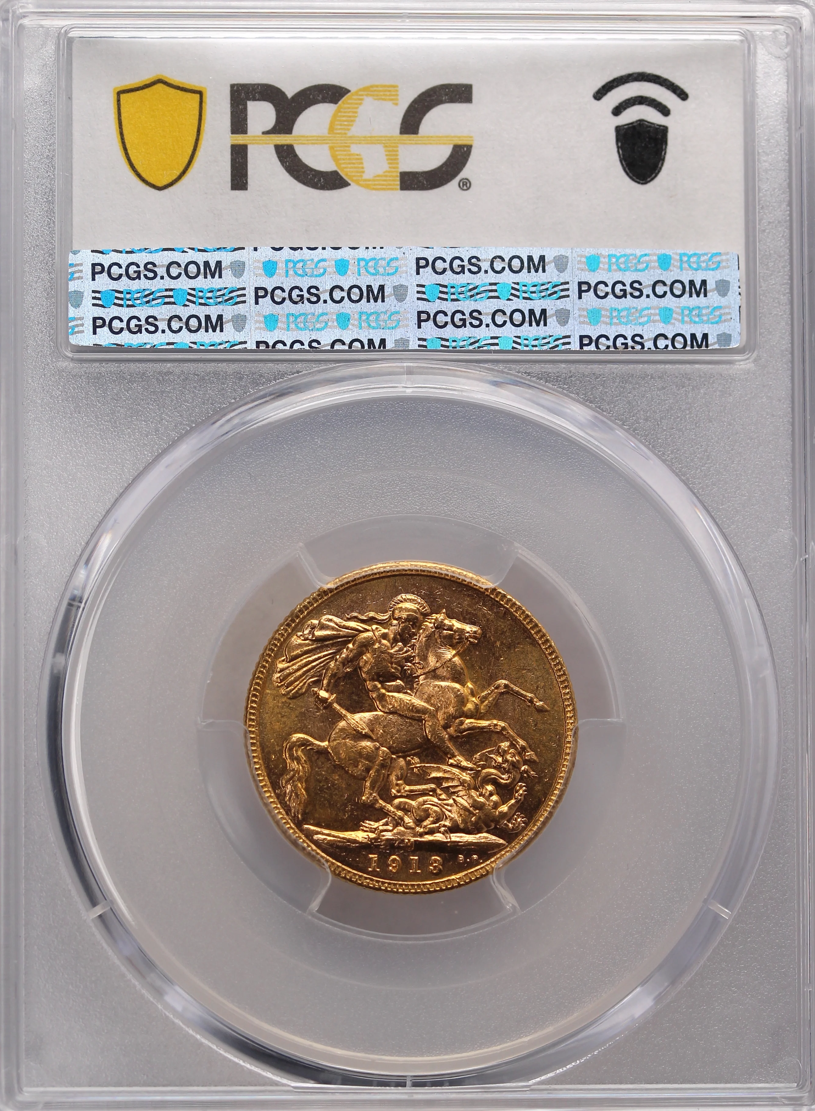 1913 Melbourne Mint Gold Sovereign PCGS MS62 - Image 3