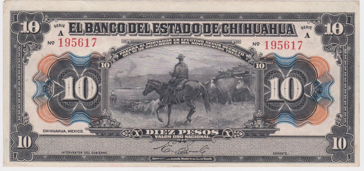 1913 Mexico-Chihuahua 10 Pesos EF