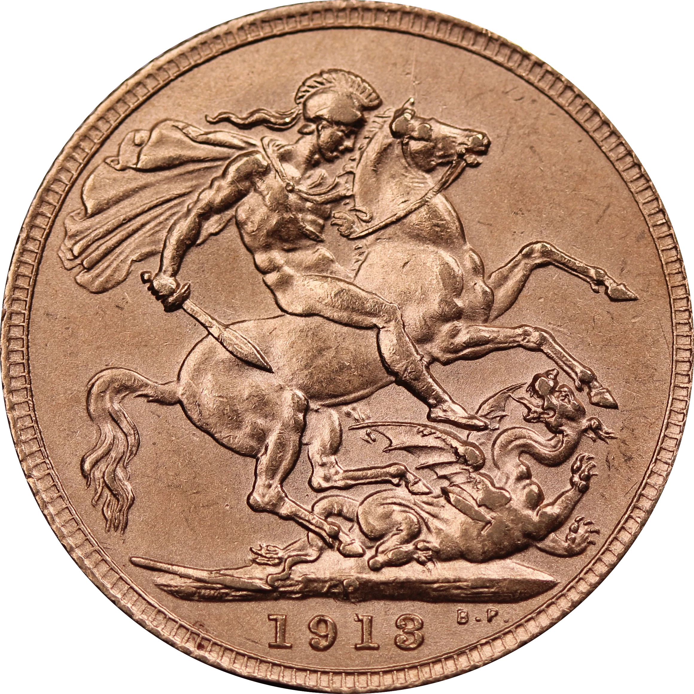 1913 Perth Gold Sovereign Lamination Error UNC - Image 2