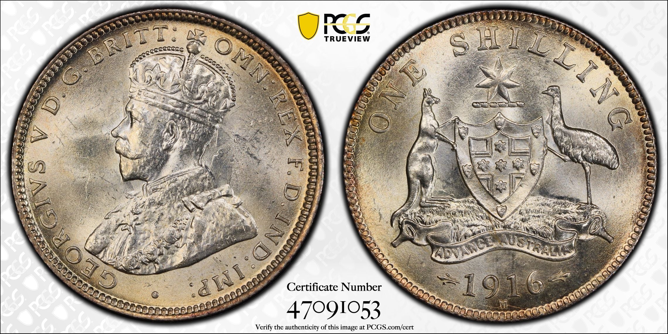 1916M Shilling MS64 - Image 3