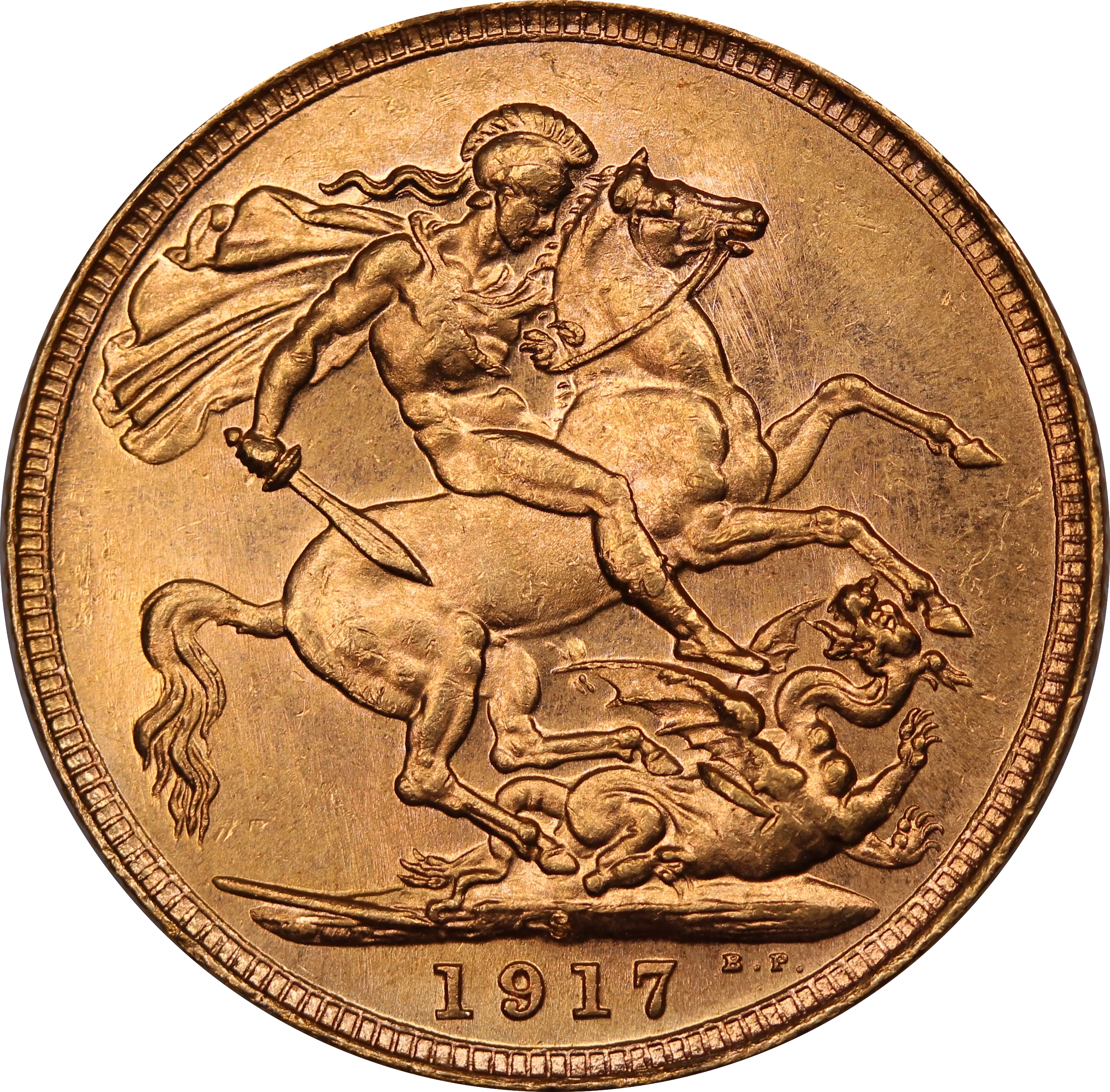 1917 Sydney Mint Gold Sovereign aUNC - Image 2