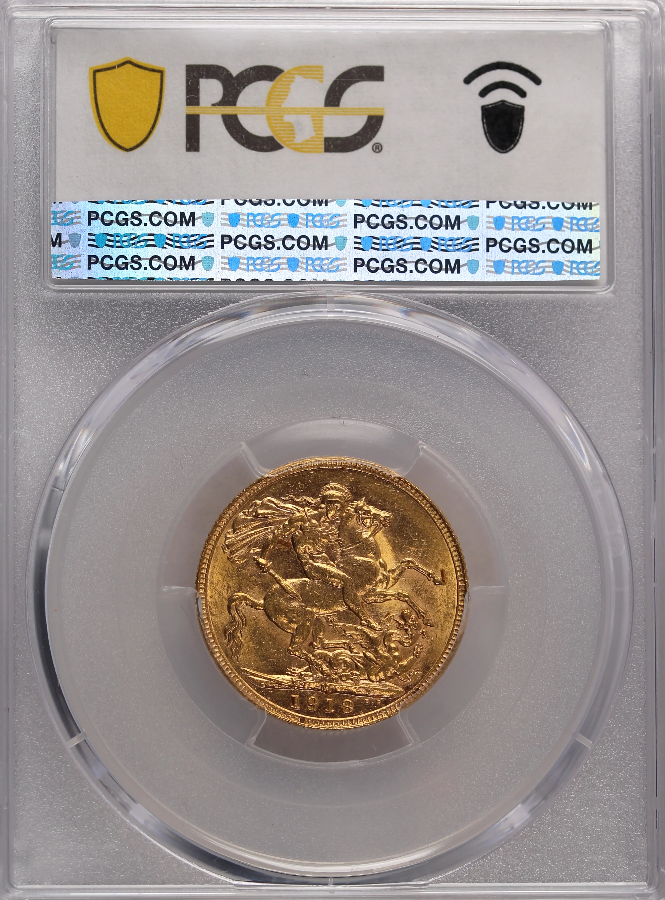 1918 Melbourne Mint Gold Sovereign PCGS AU58 - Image 3