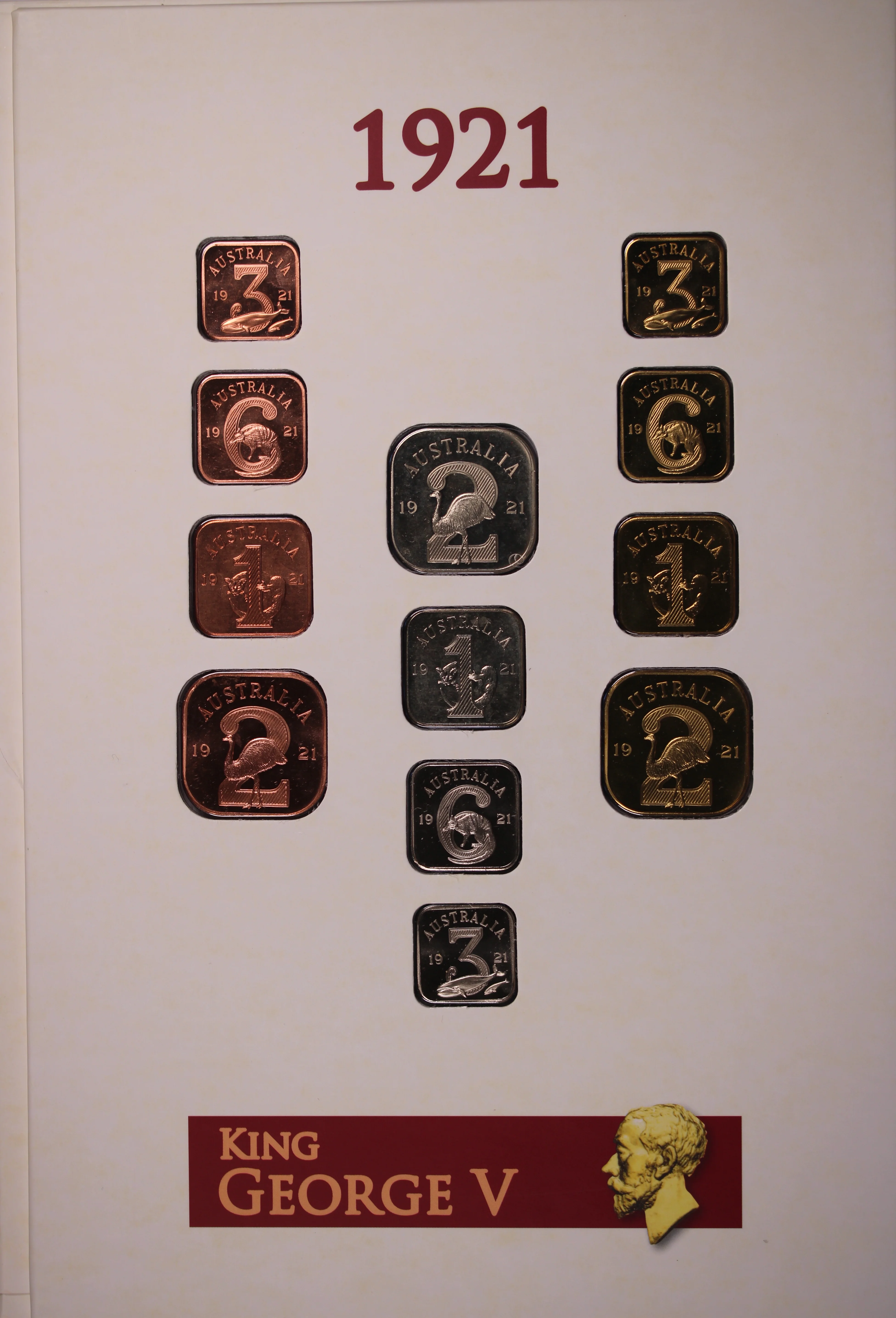 1920 & 1921 The Australian Square Pattern Collection Coin Set - Image 3