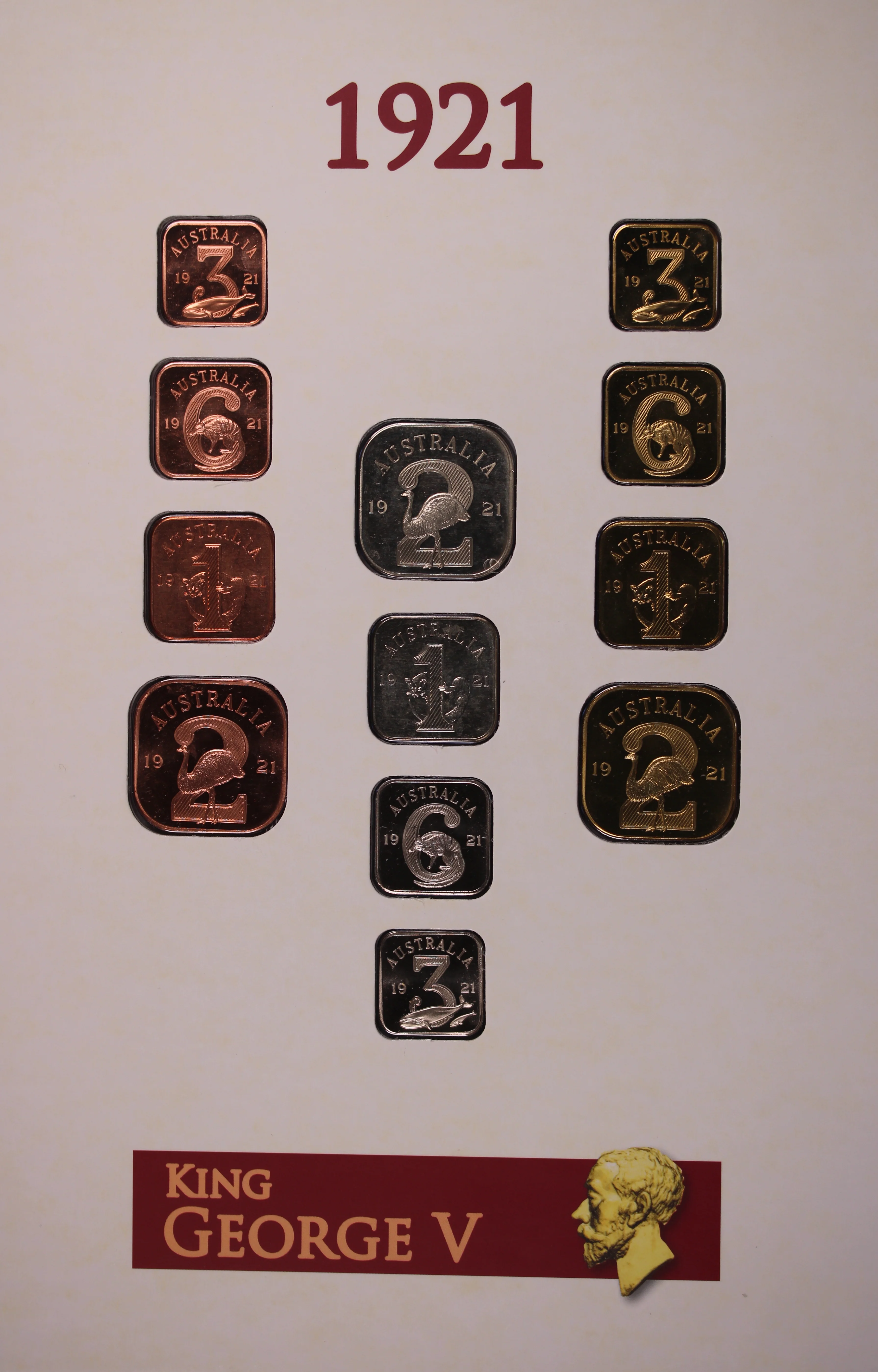 1920 & 1921 The Australian Square Pattern Collection Coin Set - Image 6