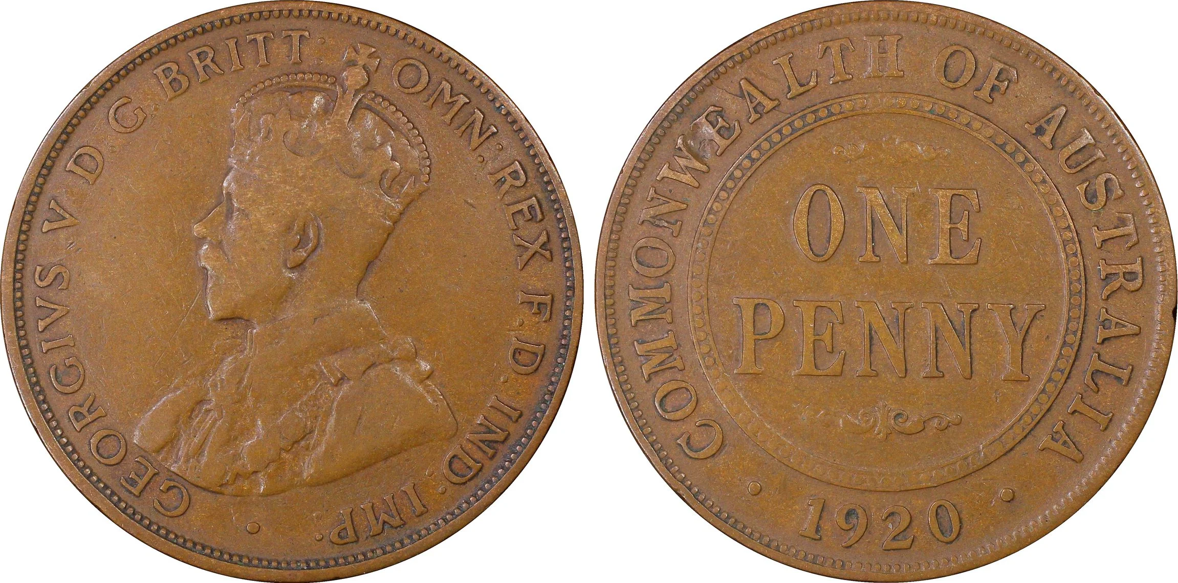 1920 Dot Below Scroll Australian Penny PCGS F12
