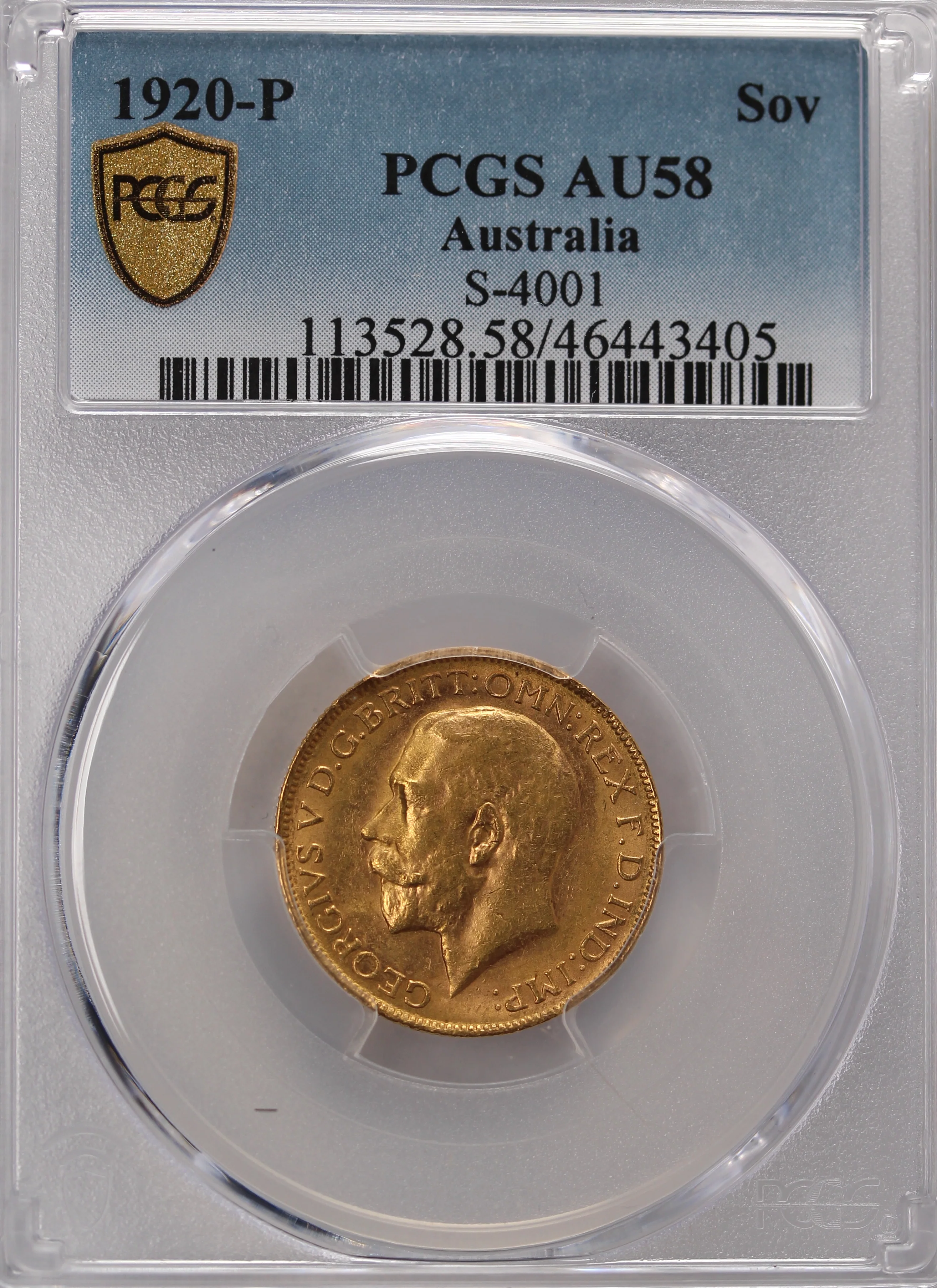 1920 Perth Mint Gold Sovereign PCGS AU58 - Image 2