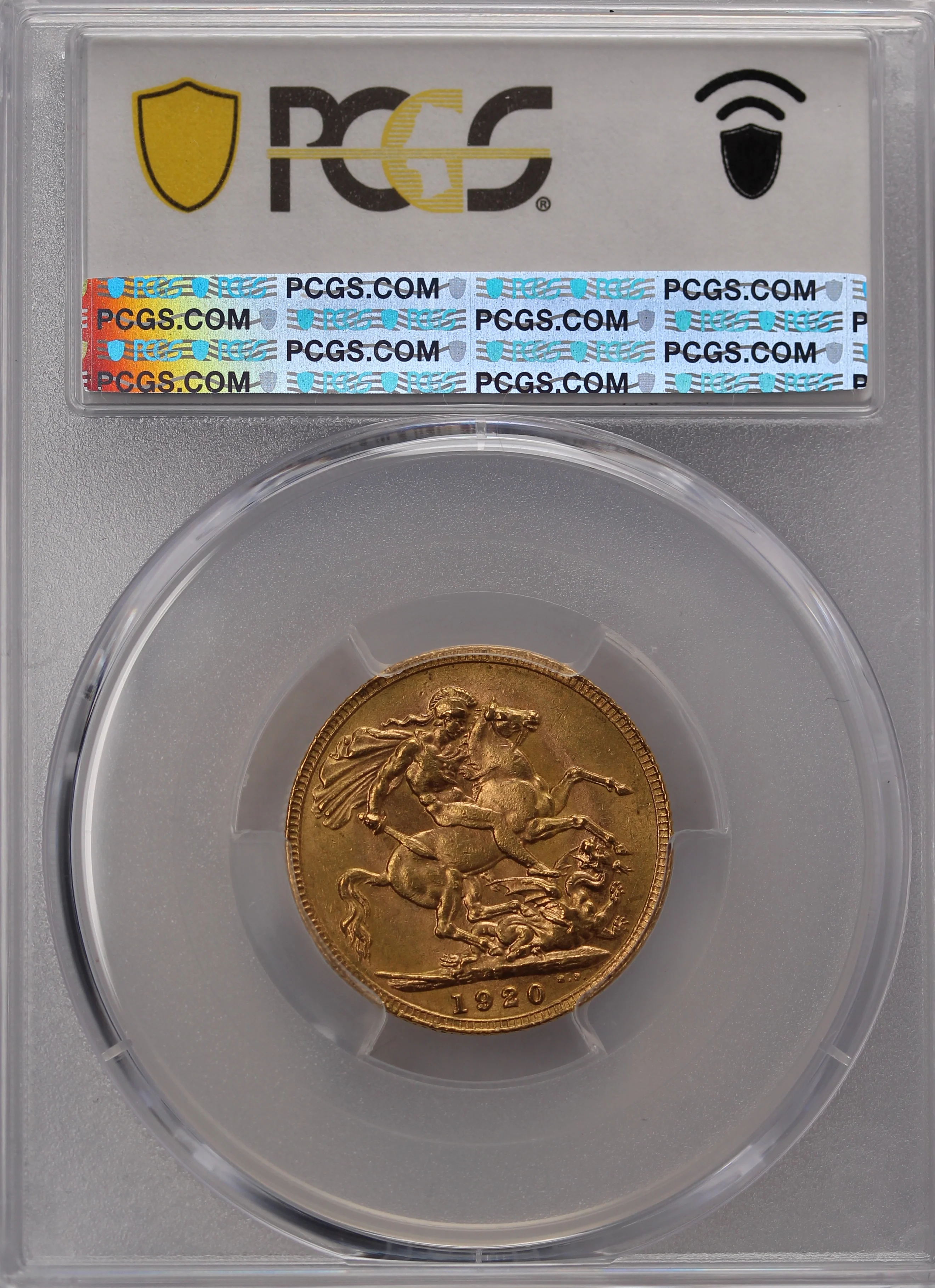 1920 Perth Mint Gold Sovereign PCGS AU58 - Image 3