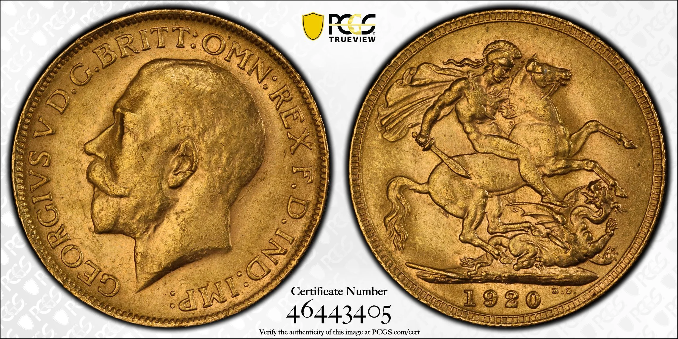 1920 Perth Mint Gold Sovereign PCGS AU58 - Image 4