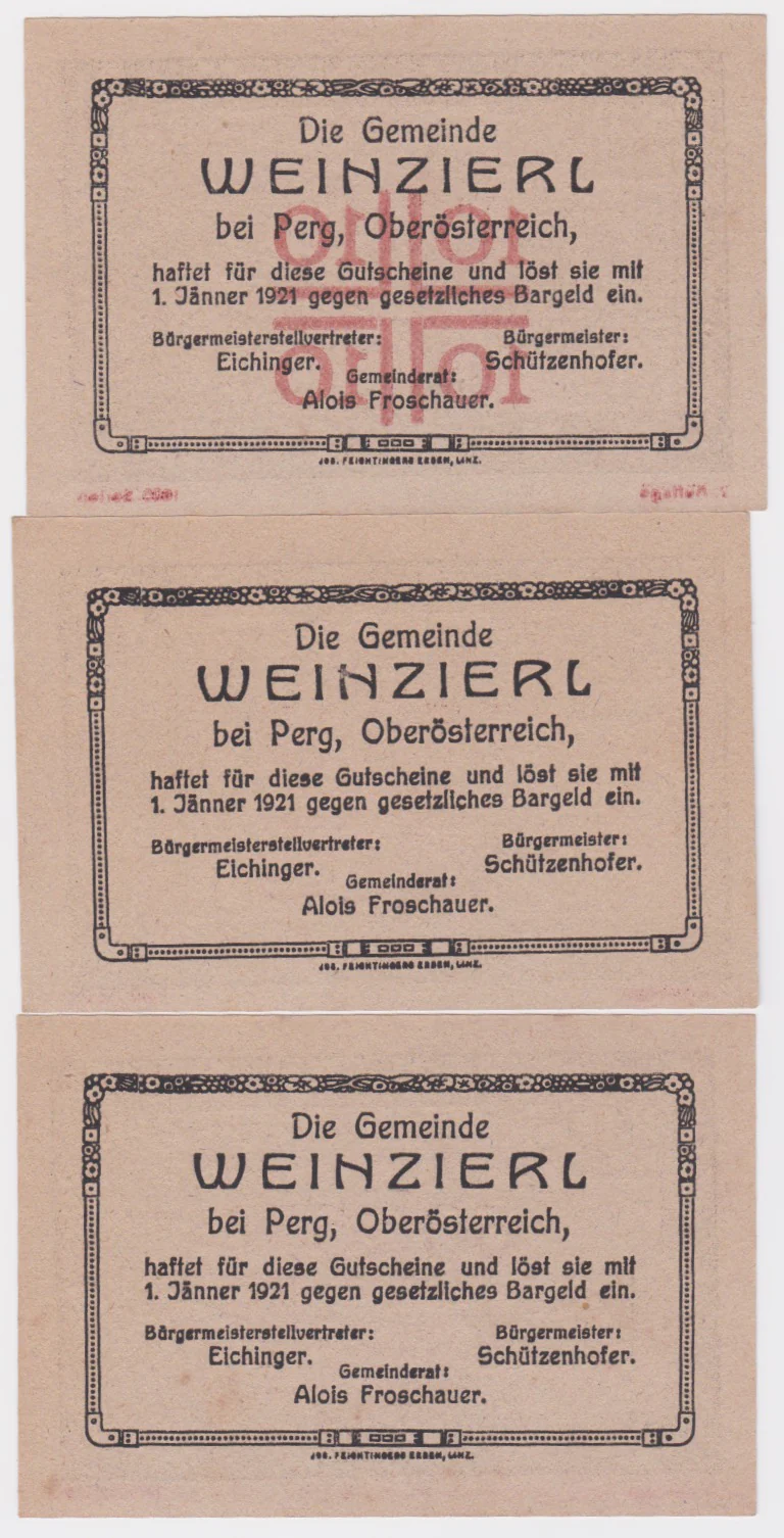 1921 Austria 10, 25 and 60 Heller Set UNC - Image 2