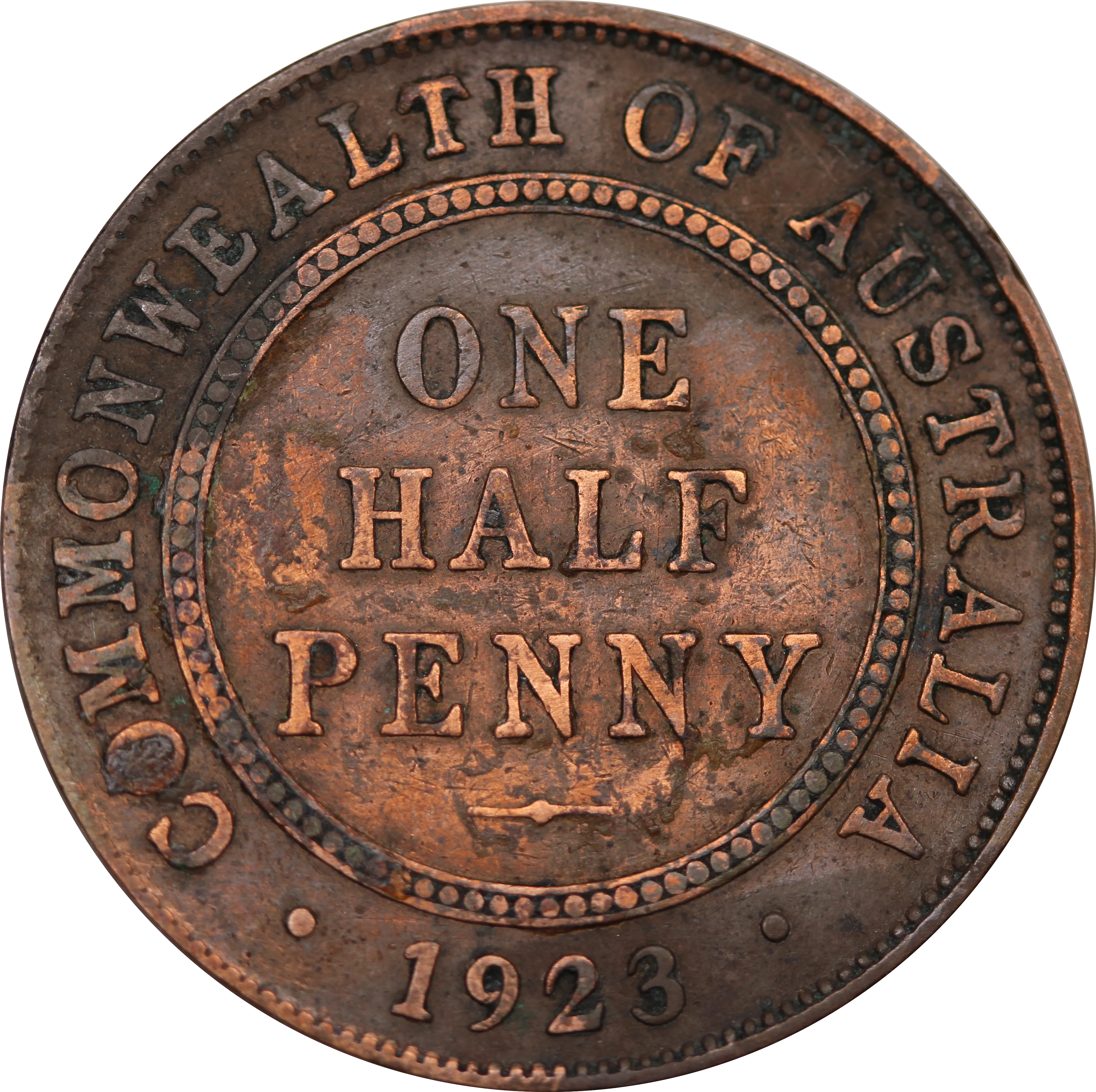 1923 Australia Halfpenny Fine (Cleaned) - Key Date