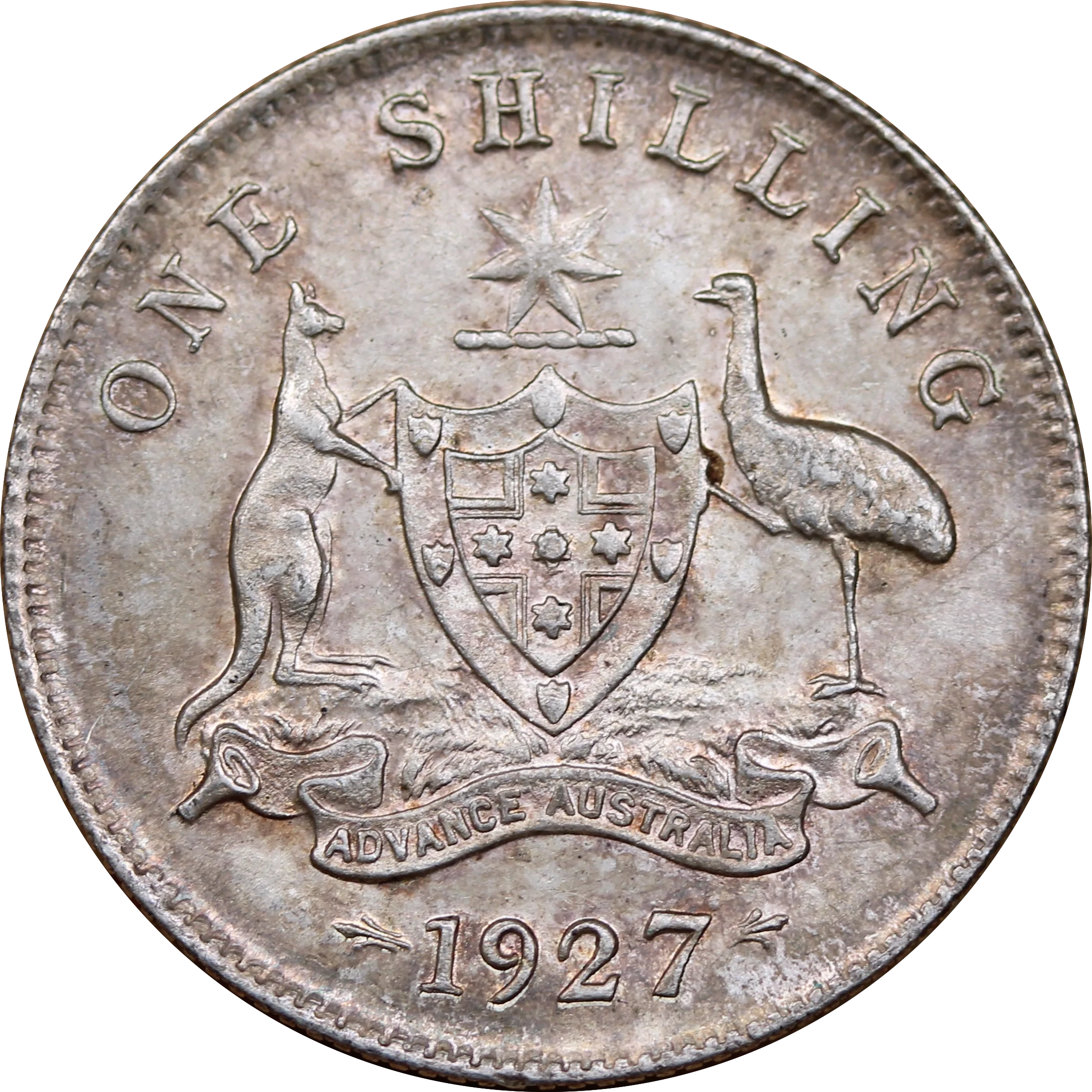 1927 Australia Silver Shilling aUNC
