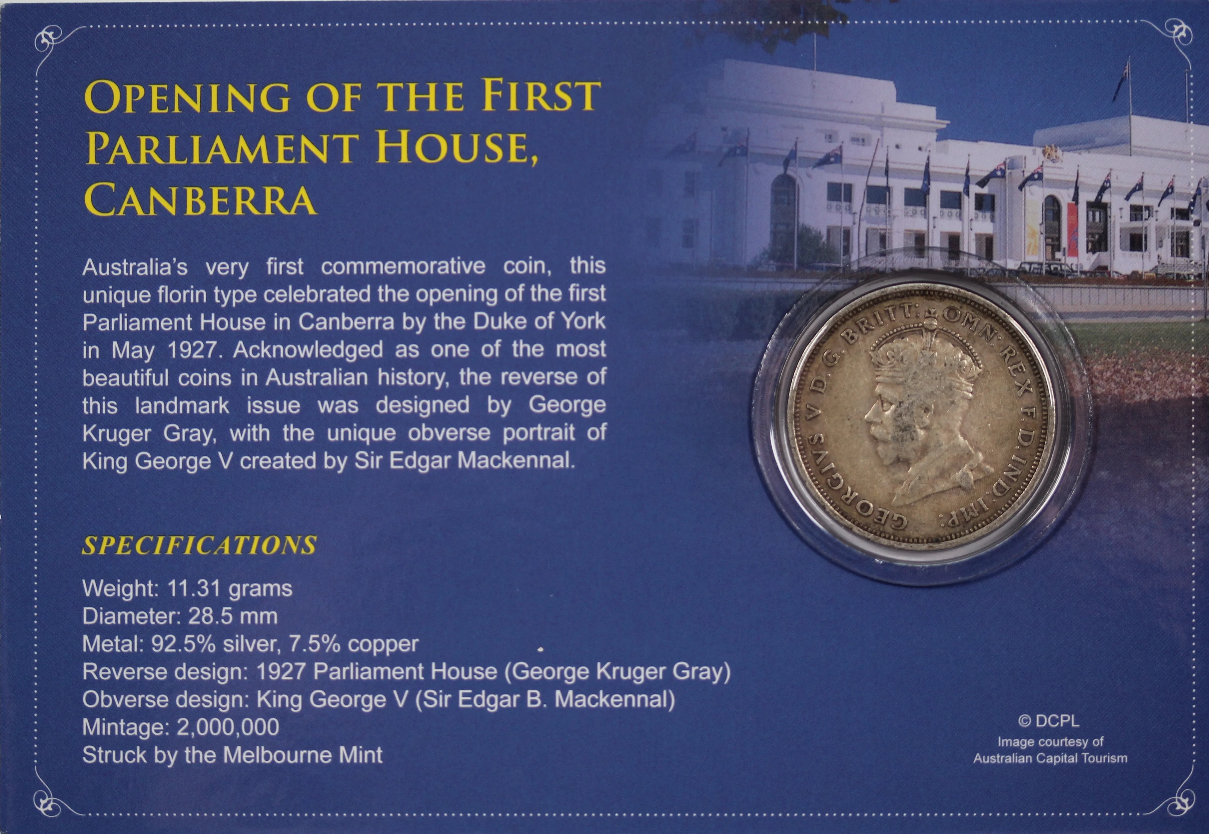 1927 Parliament House Florin in Card - Image 2