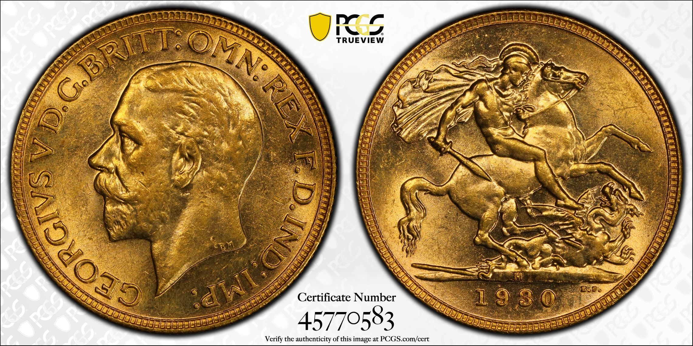 1930 Melbourne Mint Gold Sovereign AU58 - Image 2