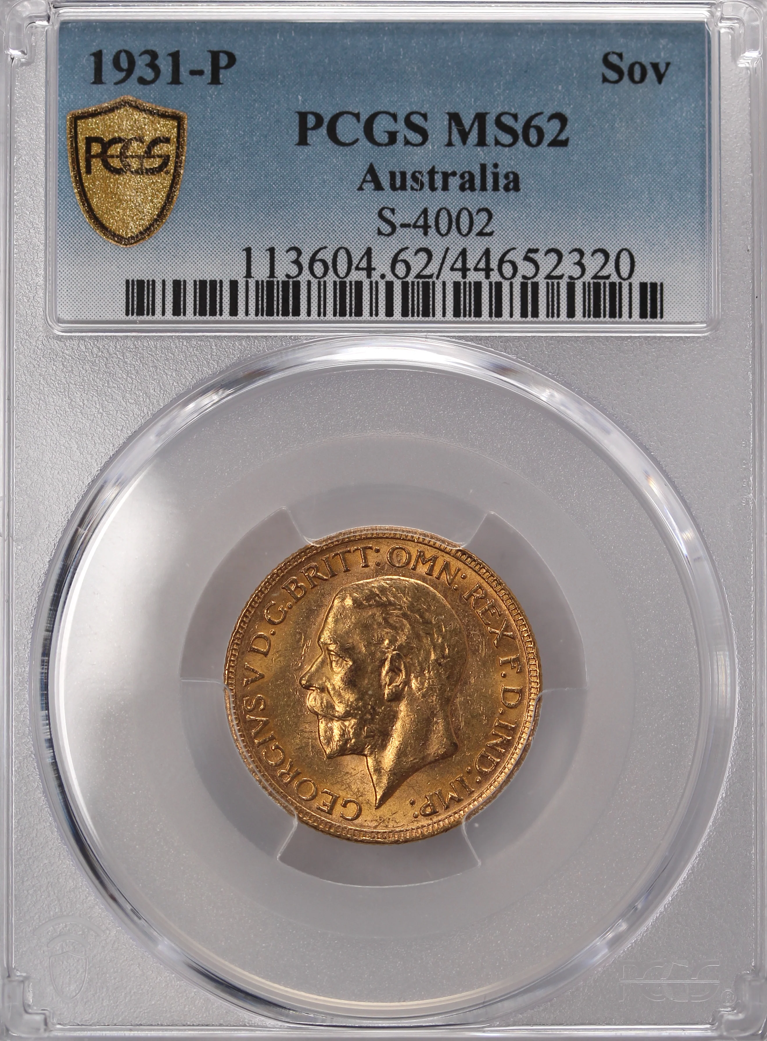 1931 Perth Mint Gold Sovereign PCGS MS62 - Image 2