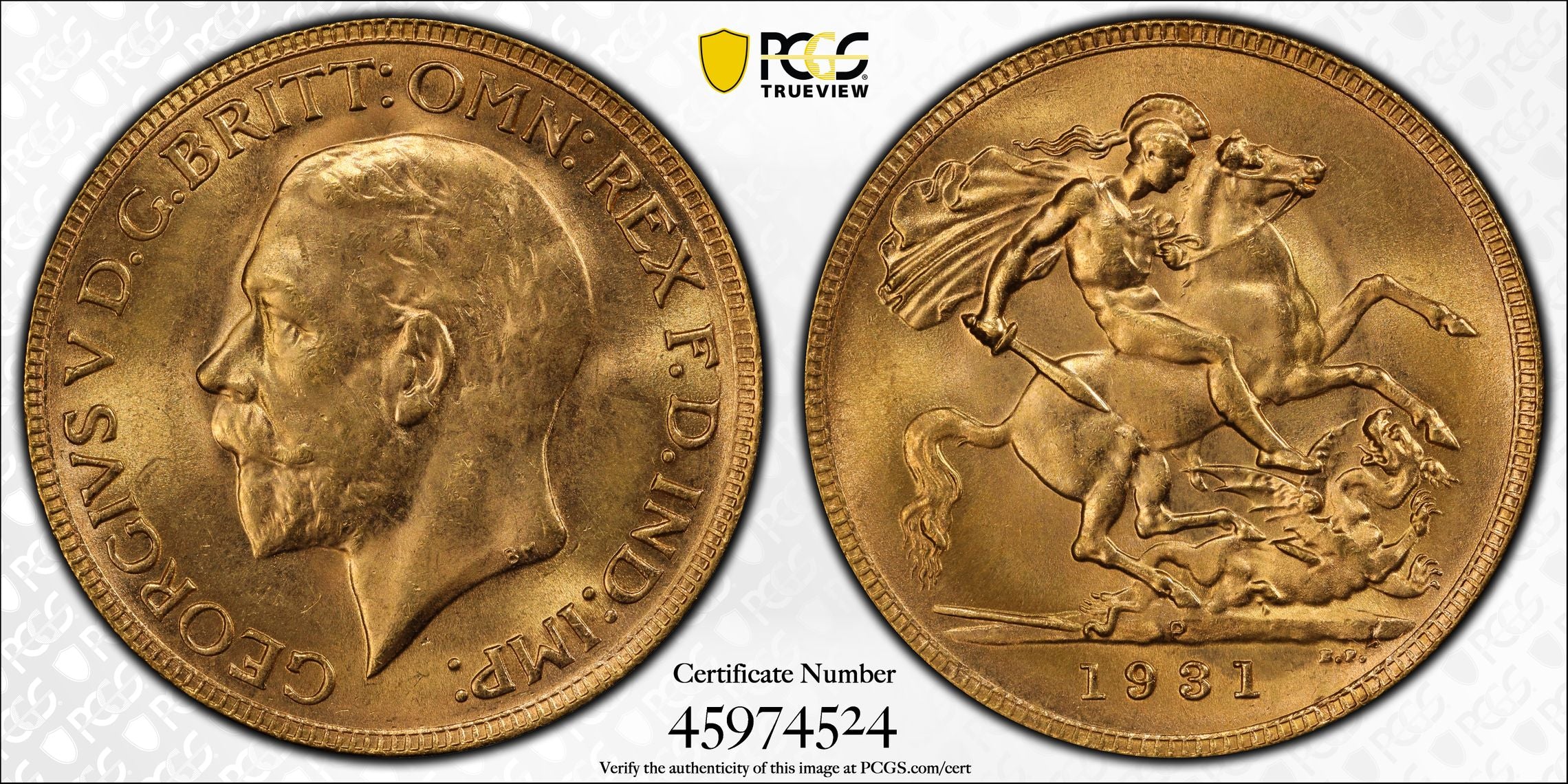 1931 Perth Mint Sovereign PCGS MS64 - Image 2