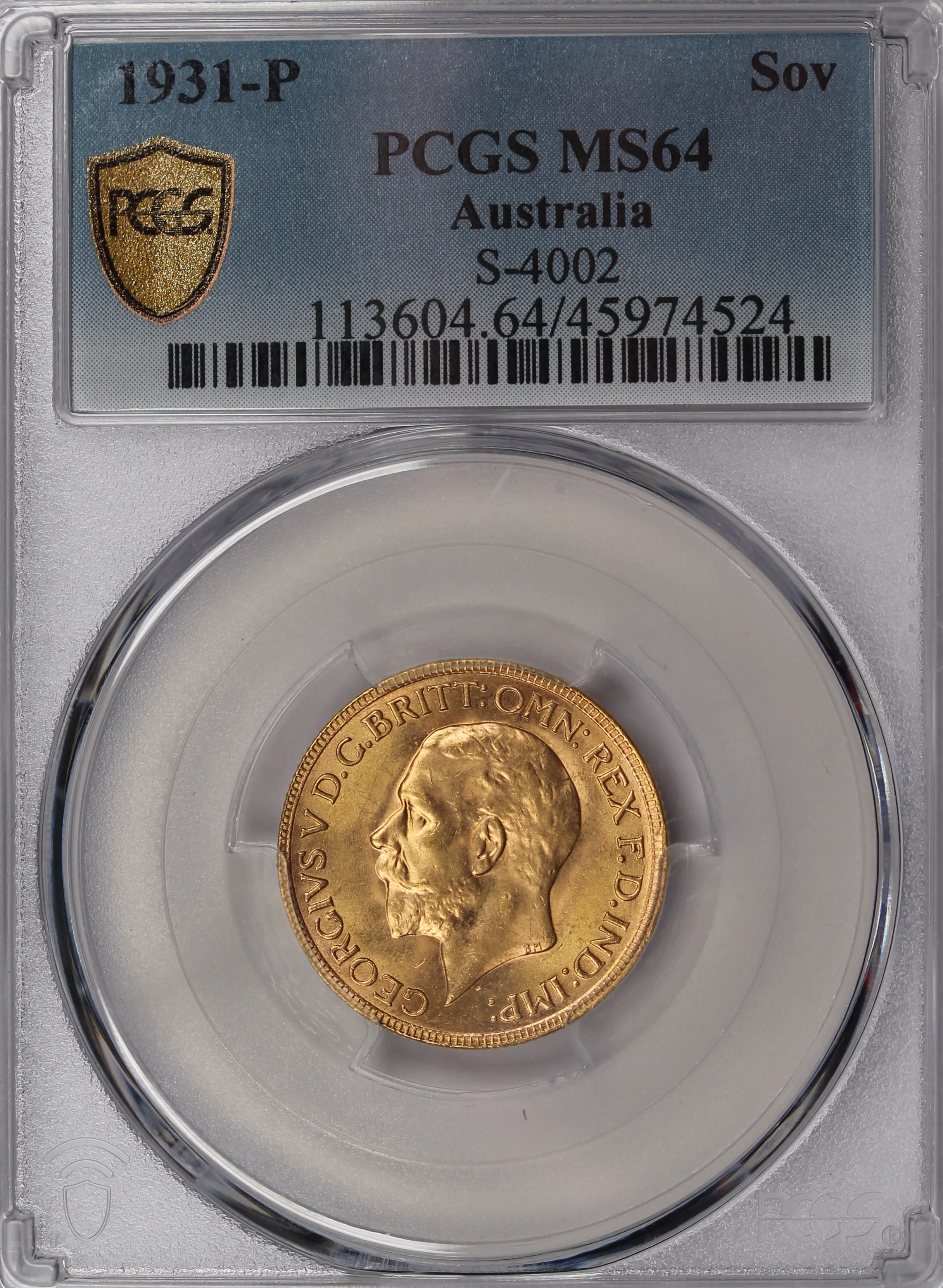 1931 Perth Mint Sovereign PCGS MS64 - Image 3