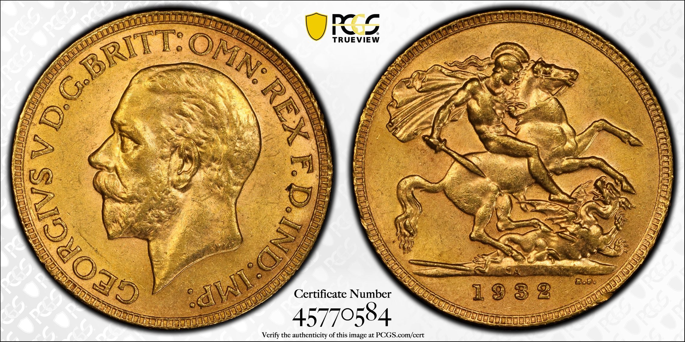 1932 South Africa Gold Sovereign MS61 - Image 2