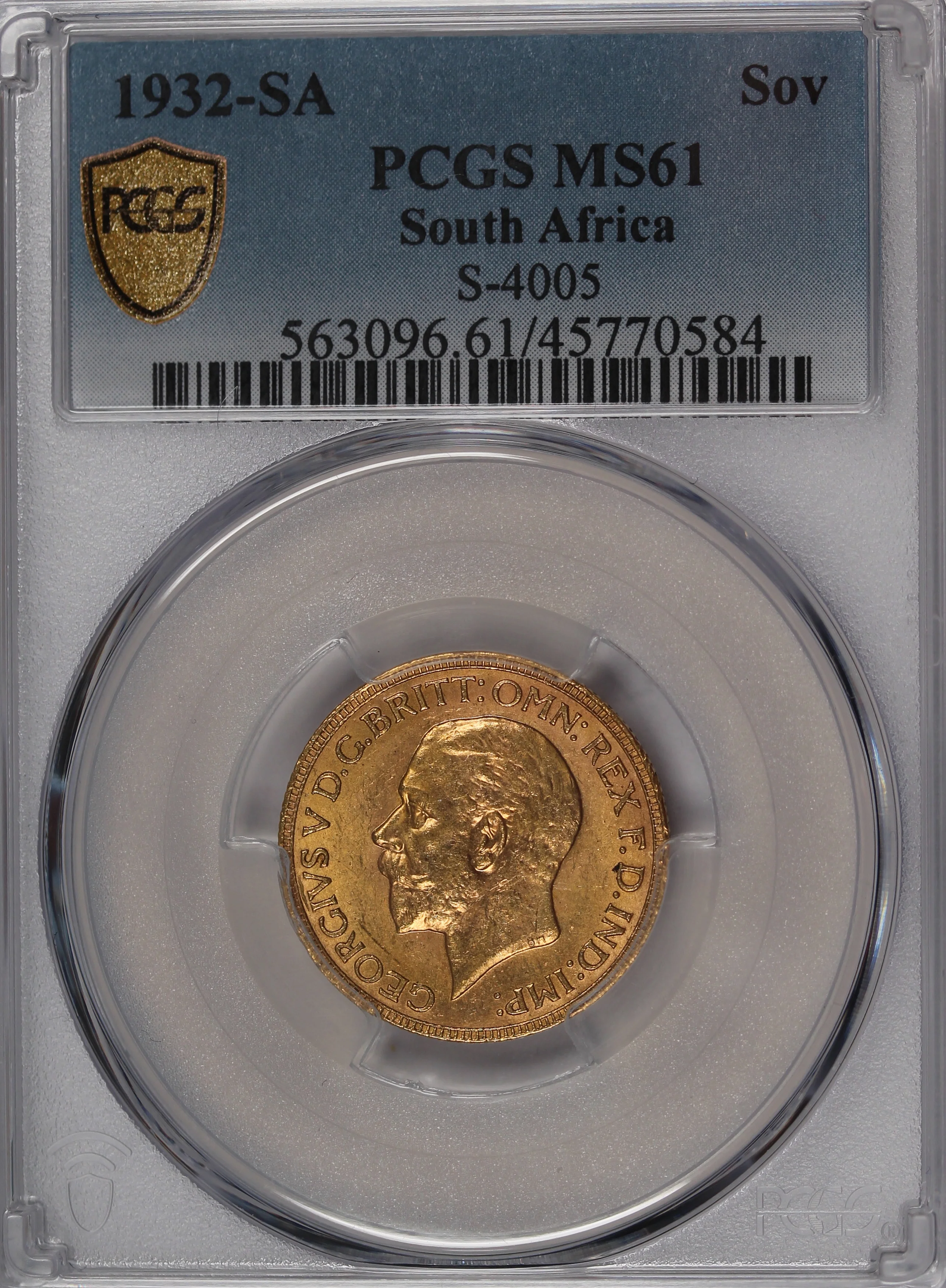 1932 South Africa Gold Sovereign MS61 - Image 3