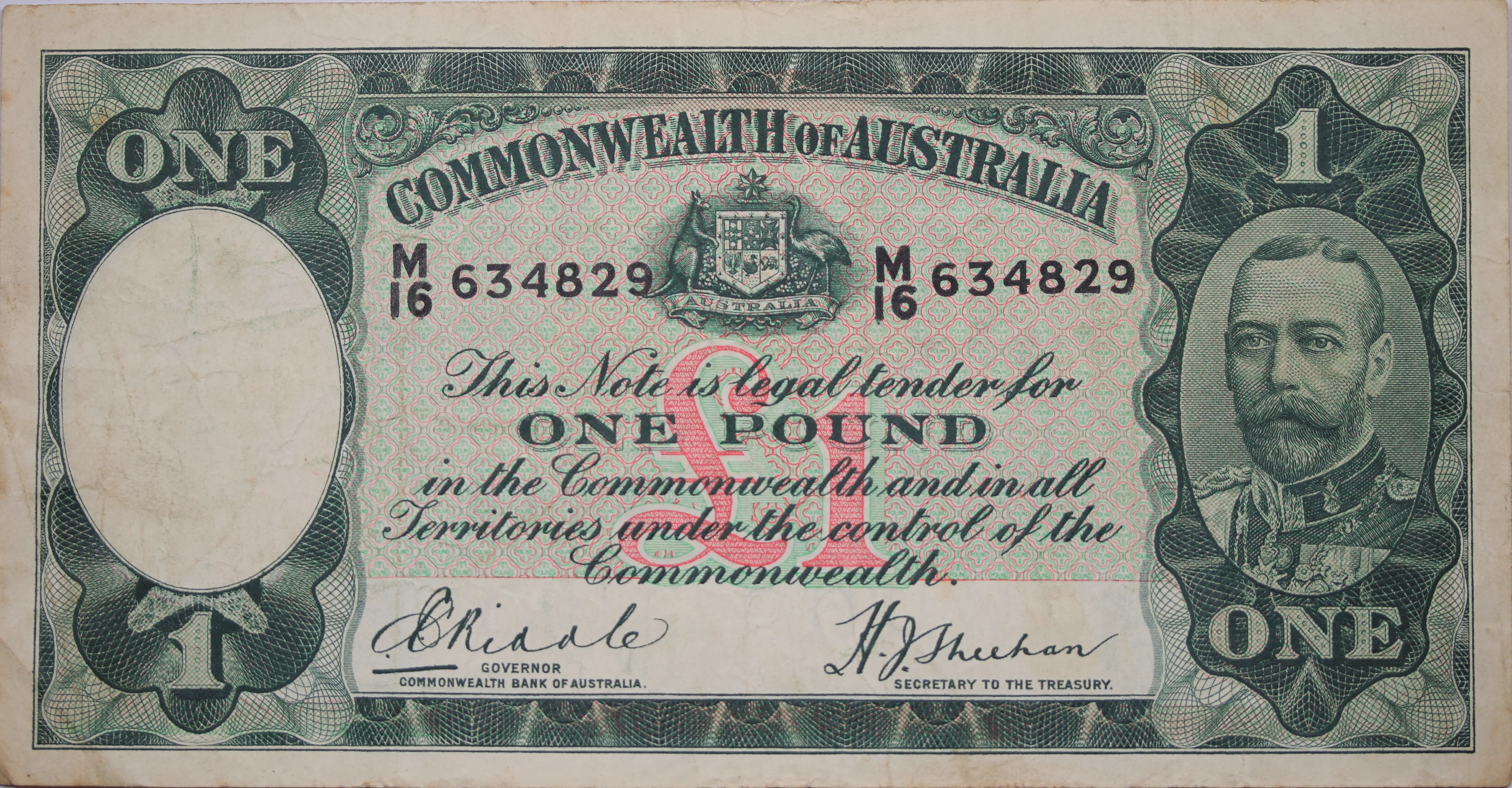 1933 One Pound Riddle/Sheehan Fine