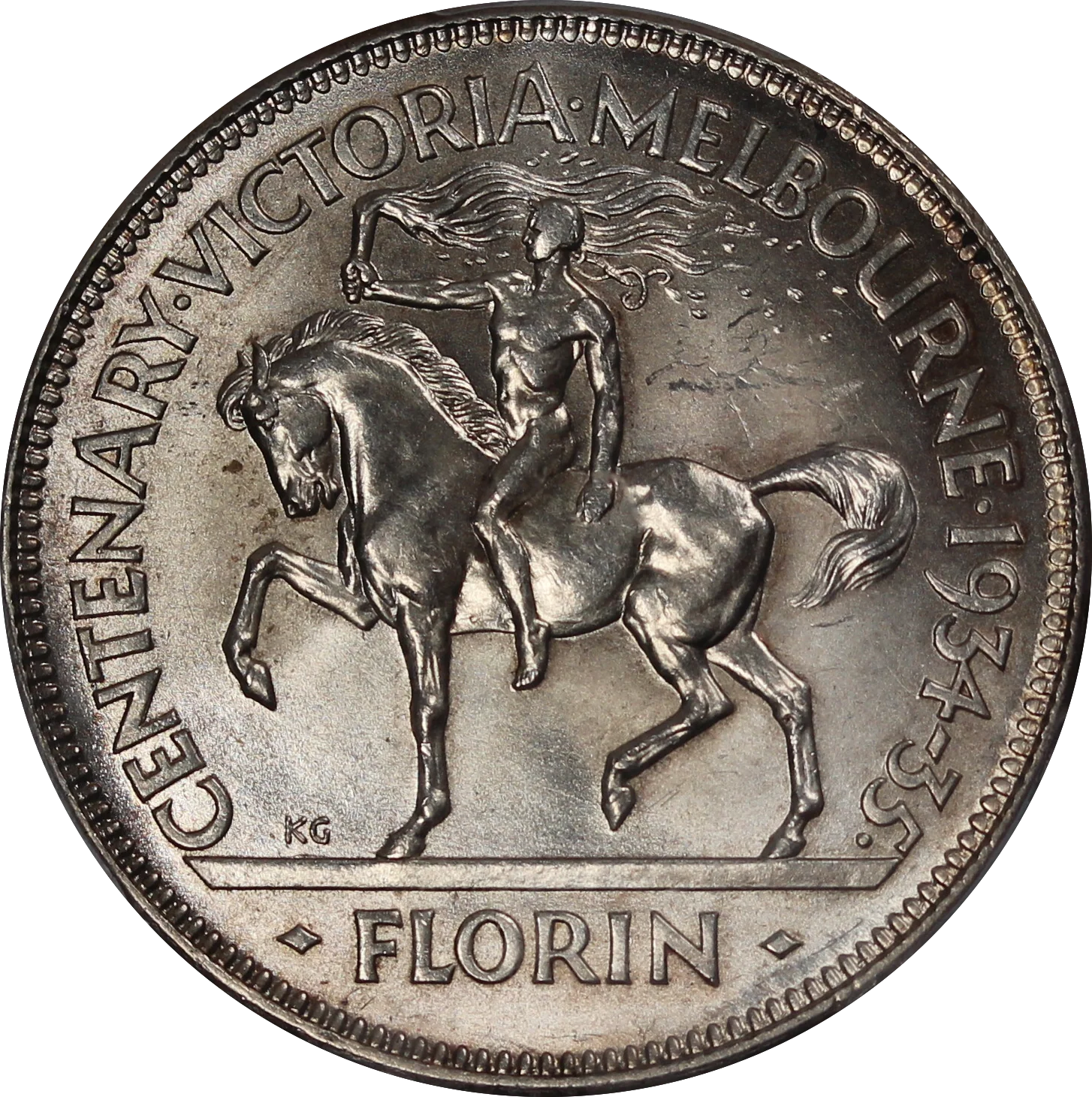 1934/35 Melbourne Centenary Florin MS64 - Image 3
