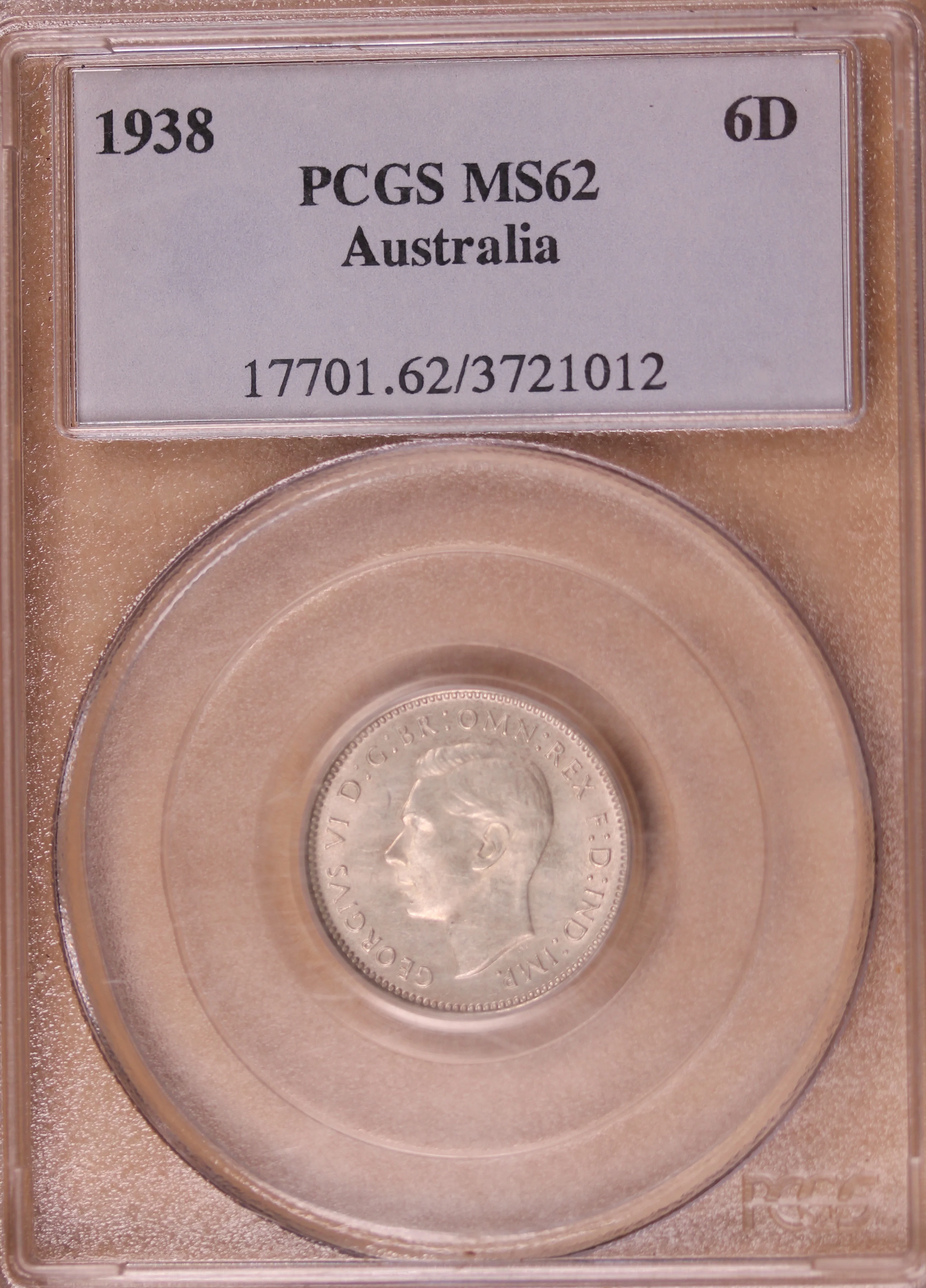 1938 Sixpence MS62