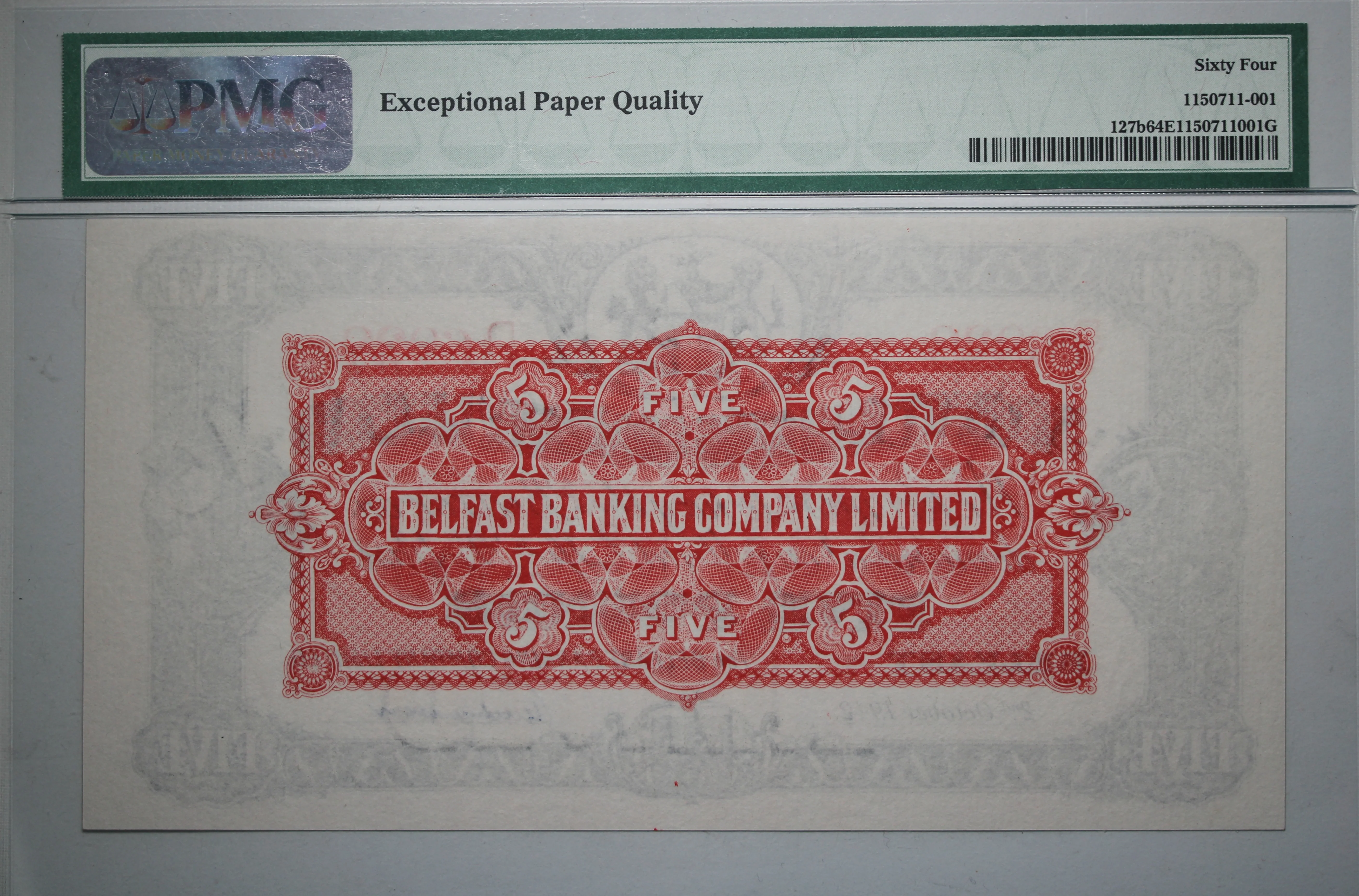 1942 Northern Ireland 5 Pound Belfast Banking Company EPQ64 - Image 2