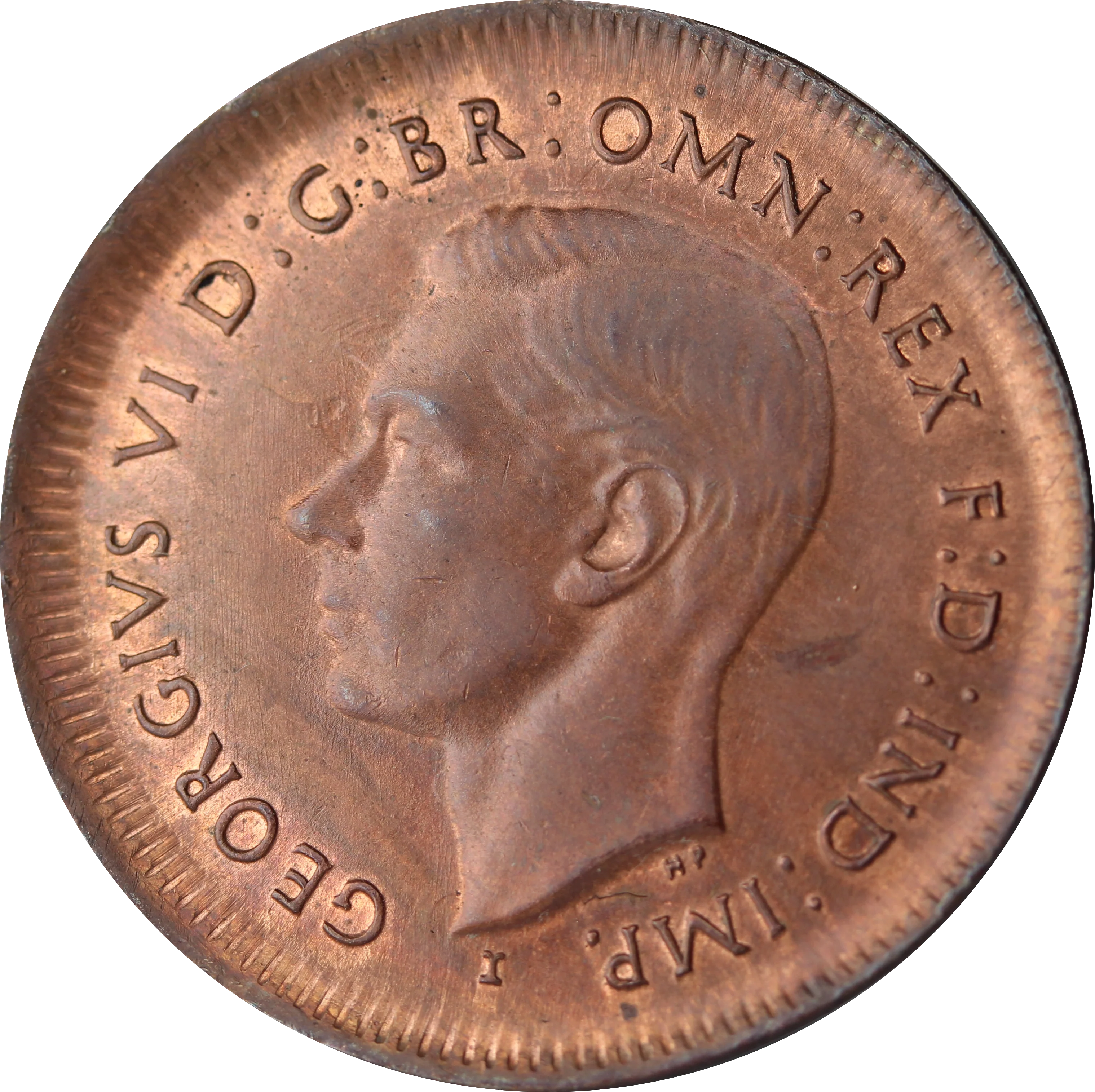 1943I Halfpenny Struck without Collar Error ChUNC - Image 2