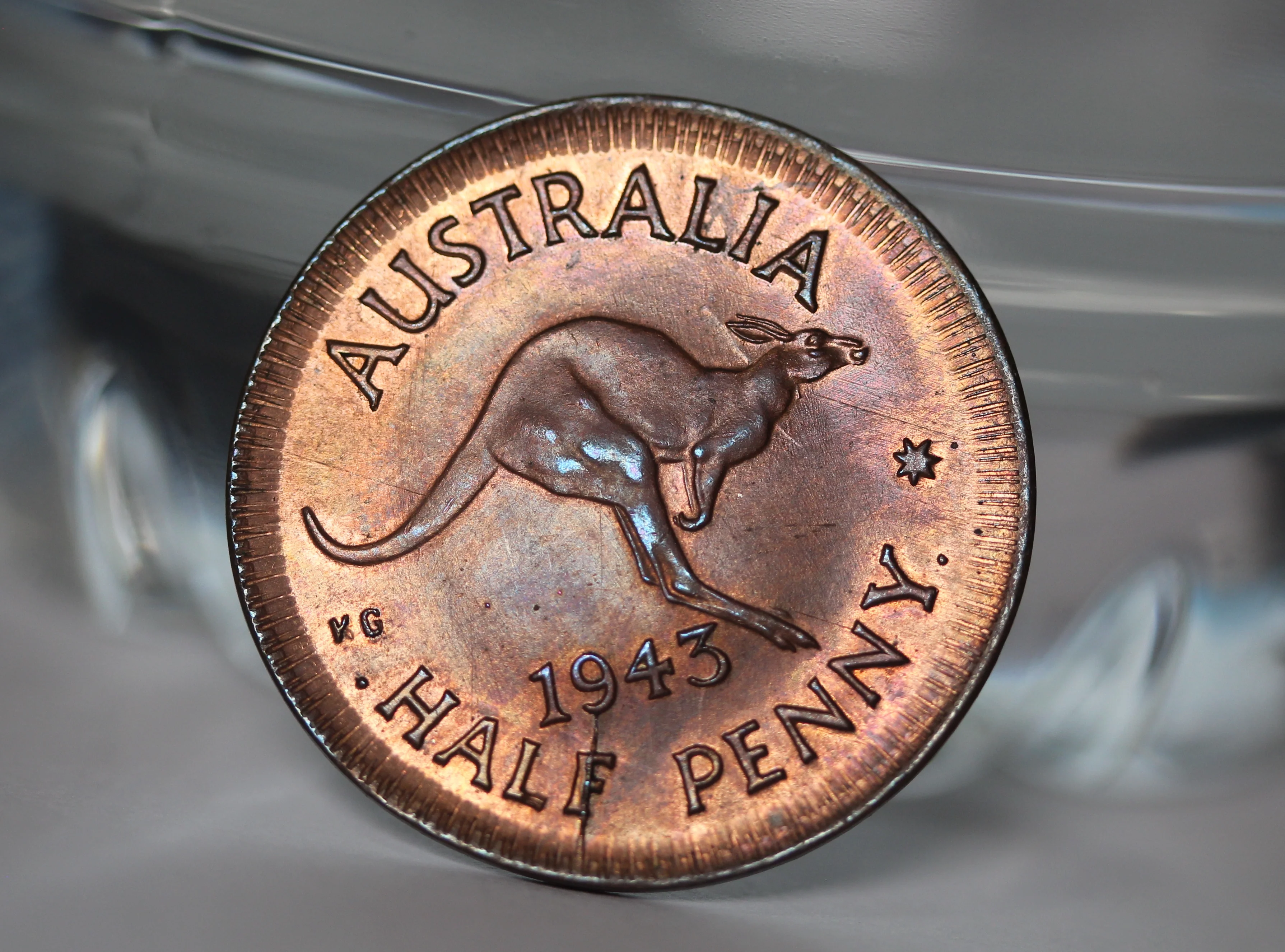 1943I Halfpenny Struck without Collar Error ChUNC - Image 3