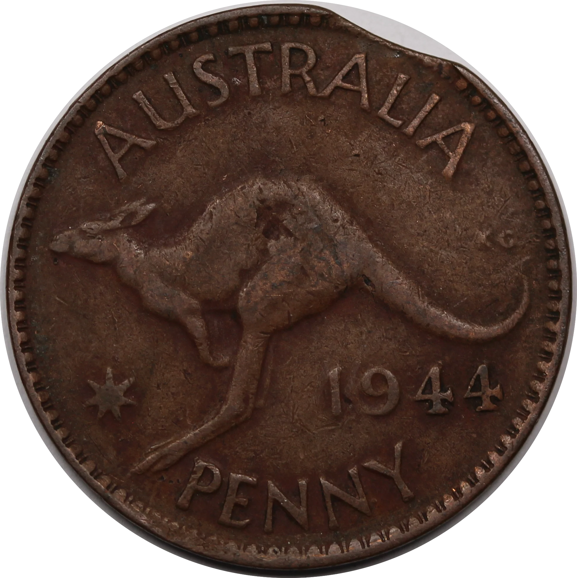 1944 Penny Clipped Planchet Fine
