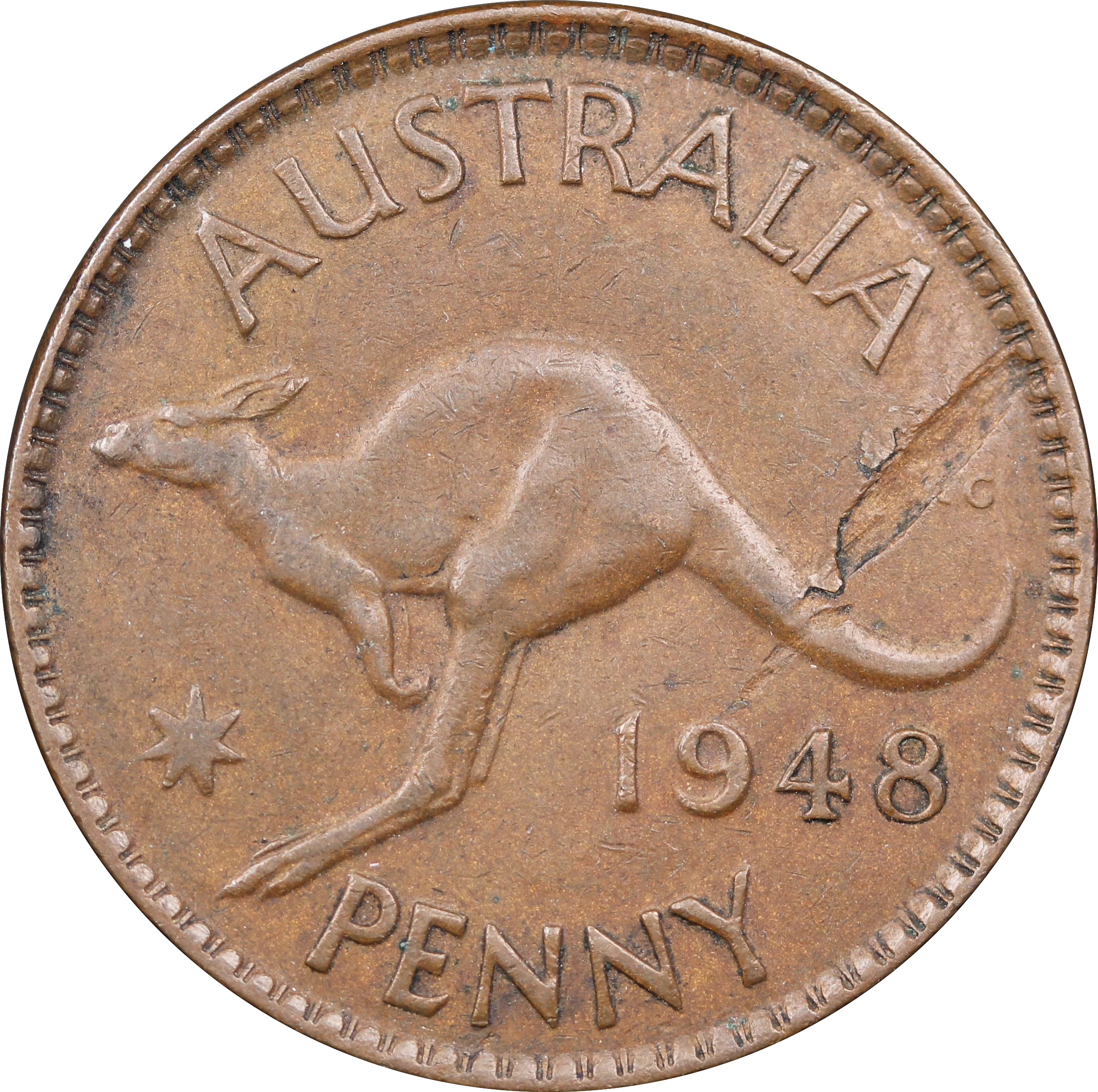 1948M Penny Planchet Flaw Fine