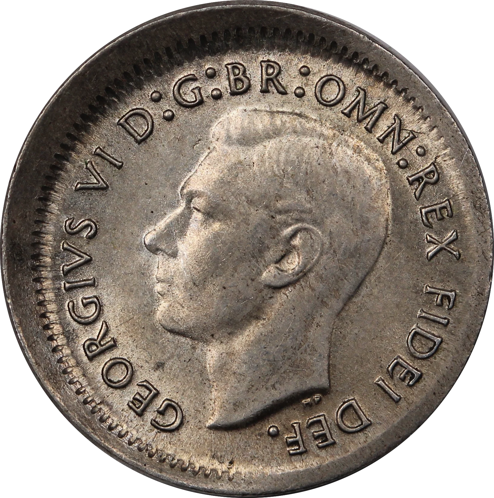 1949 Threepence Off Centre Struck ChUNC - Image 2