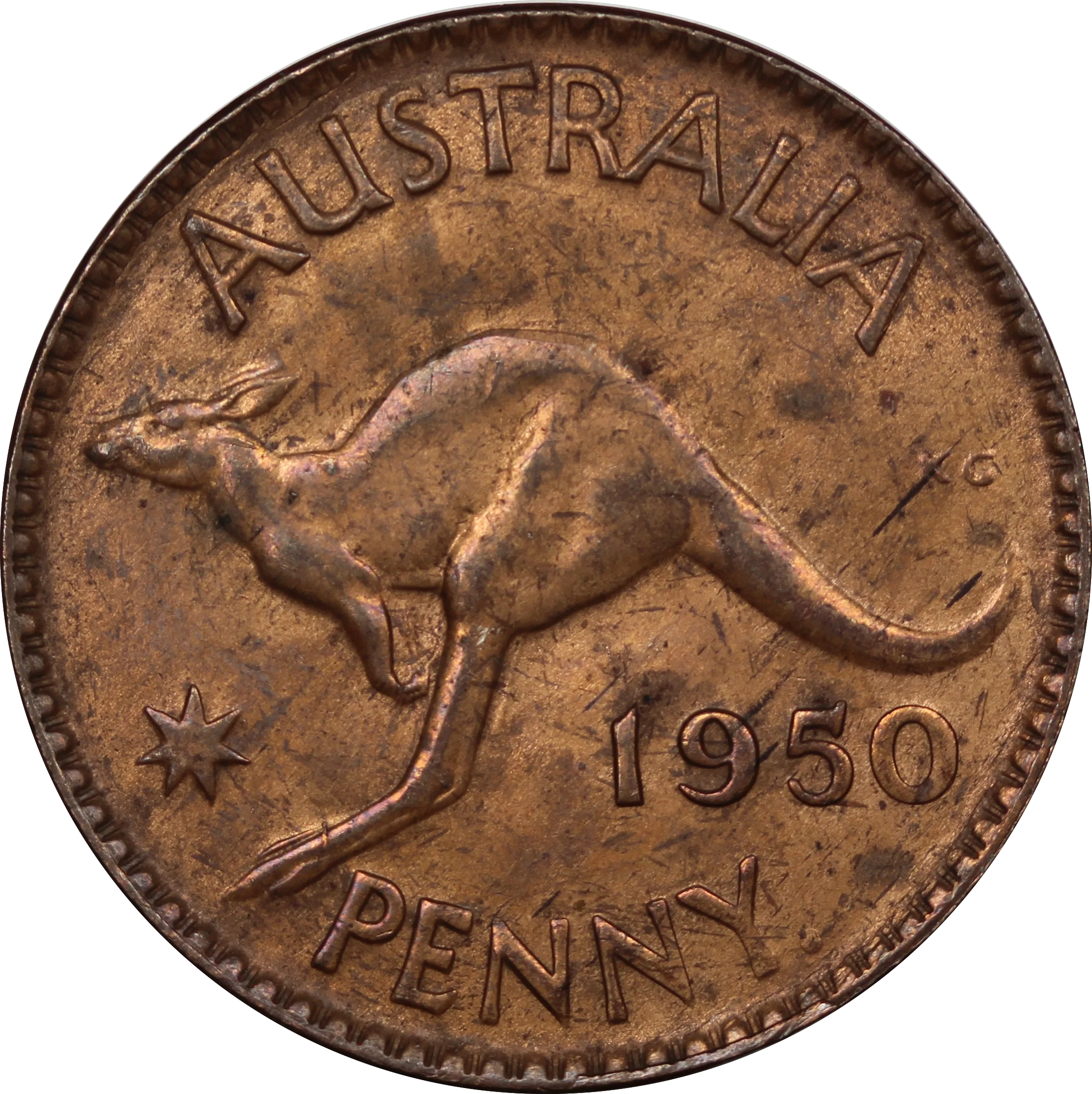1950 Penny aUNC (Verdigris Spot)
