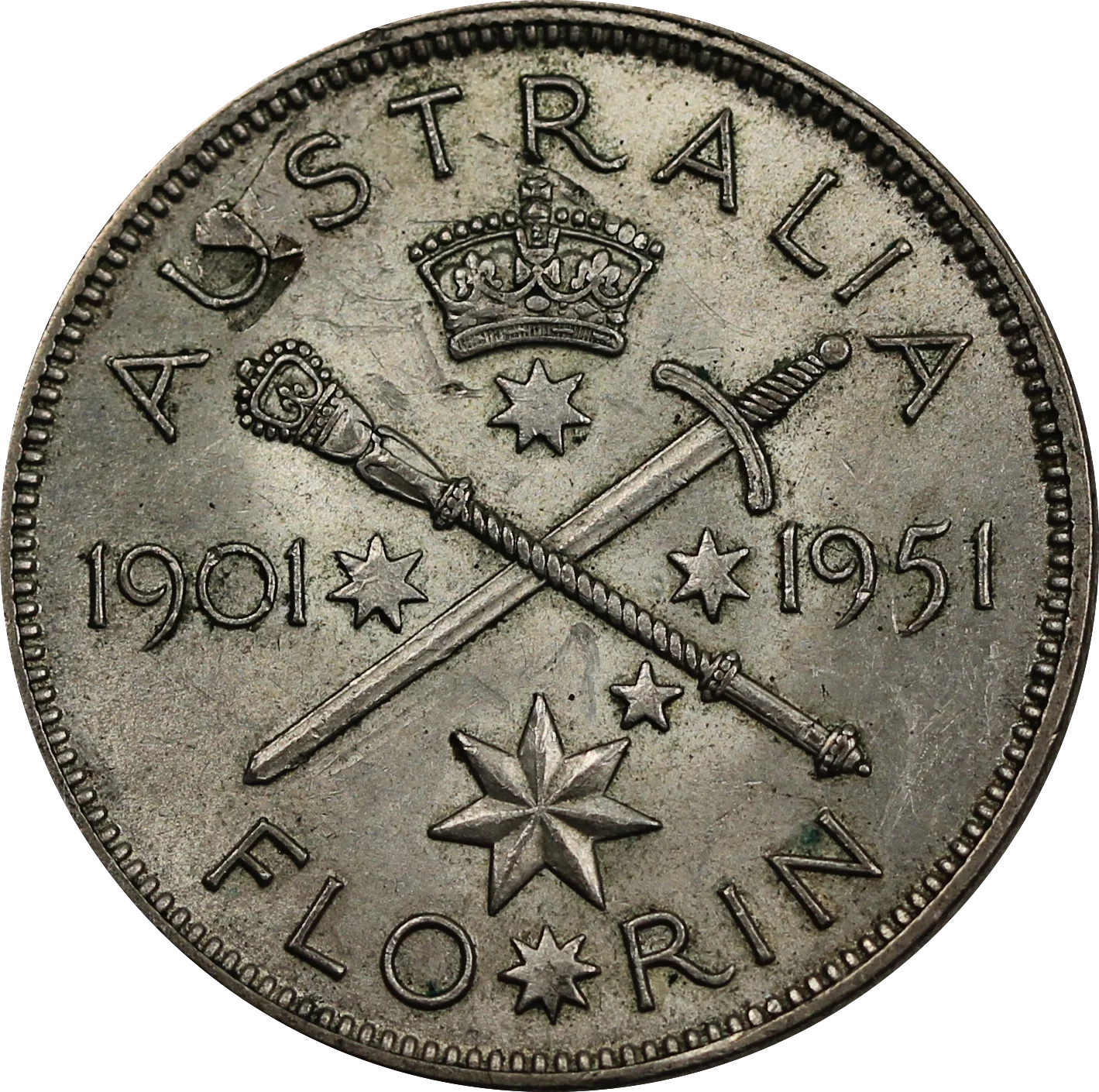 1951 Federation Florin Lamination Peel Error VF